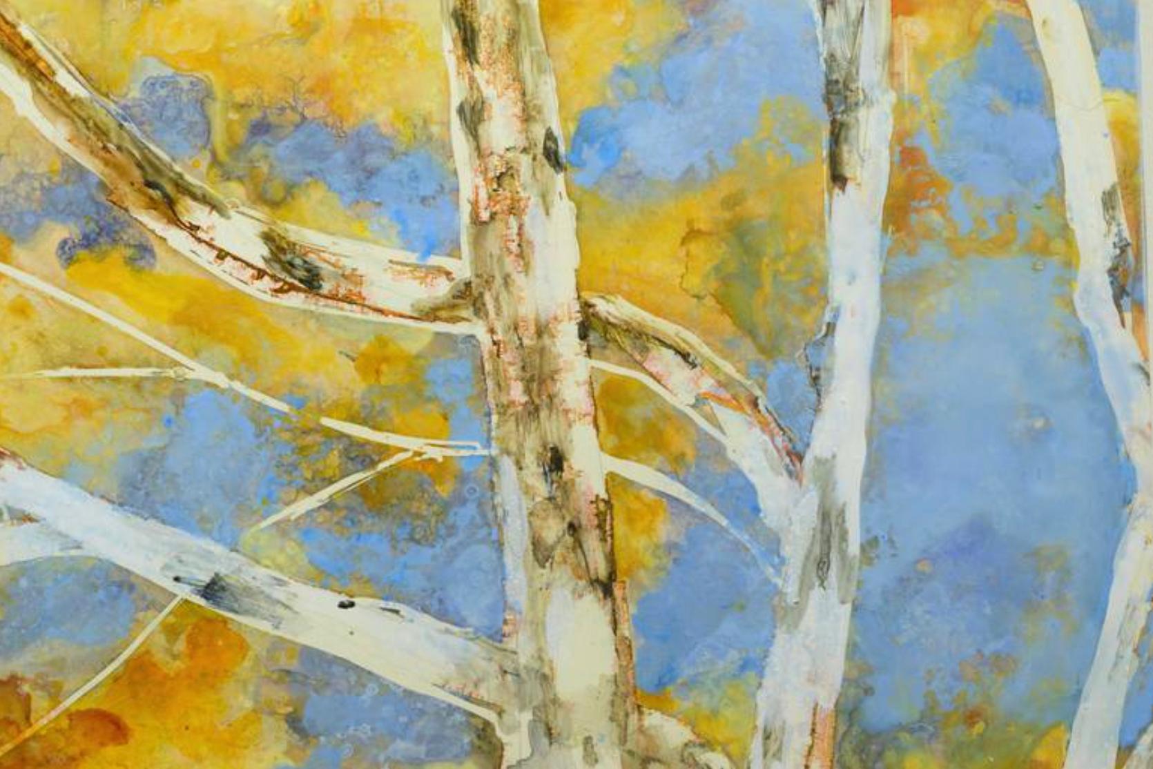 Sara, Original Diptychon-Landschaftsgemälde auf Täfelung, 2021 – Painting von Tamara Gonda