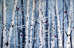 Song Walking, Pintura Díptica Contemporánea Original en Técnica Mixta Azul y Blanco