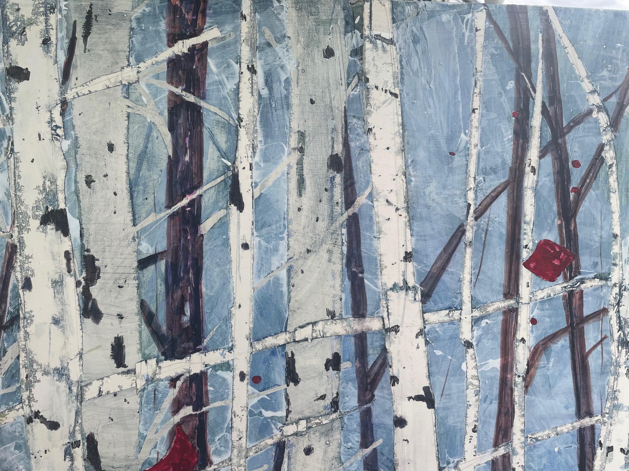 Song Walking, Original Contemporary Blue and White Mixed Media Diptych Paintings, 2021
40