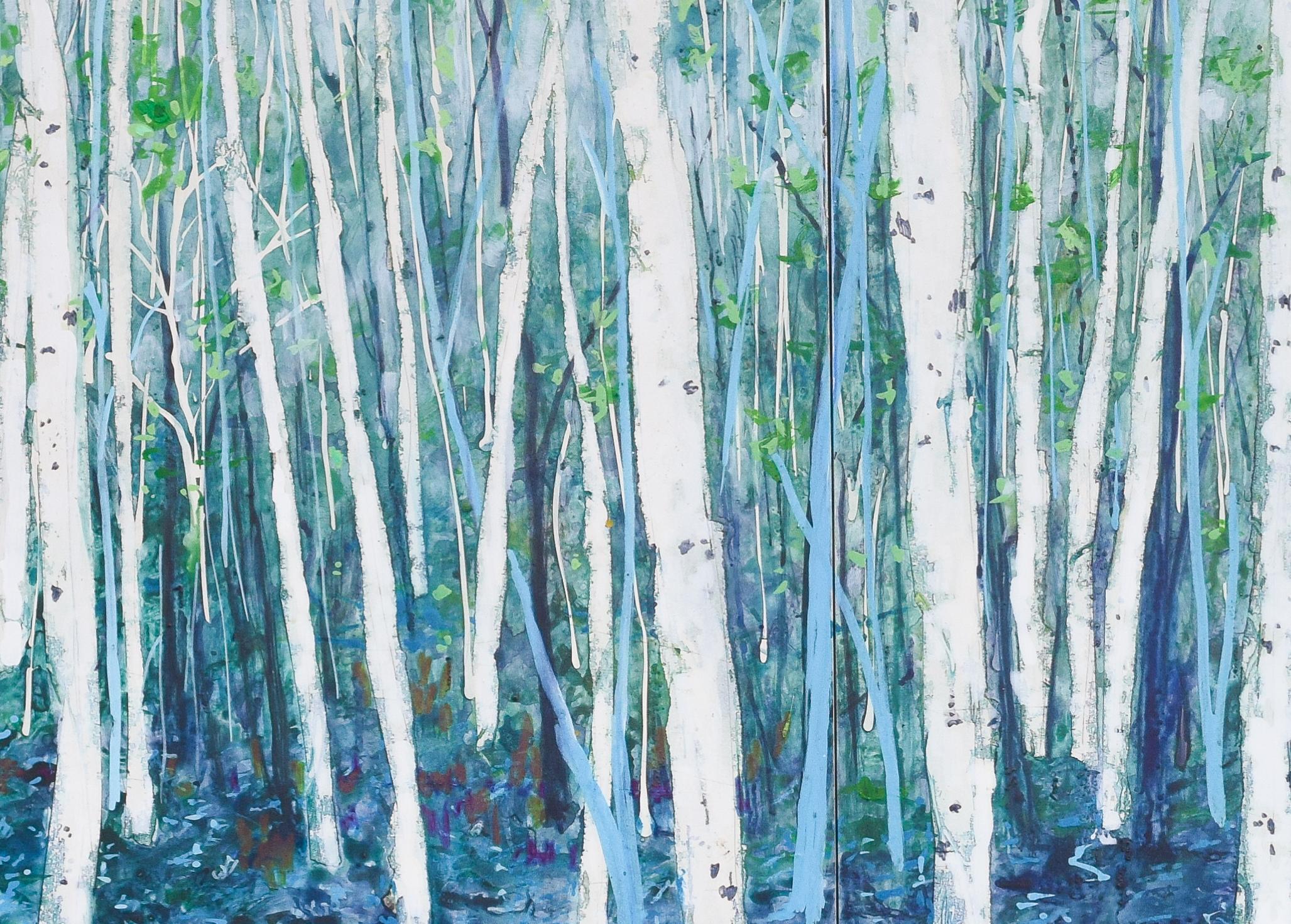 Hora incierta - Díptico Pintura de Abedul Blanco en Técnica Mixta - Painting de Tamara Gonda