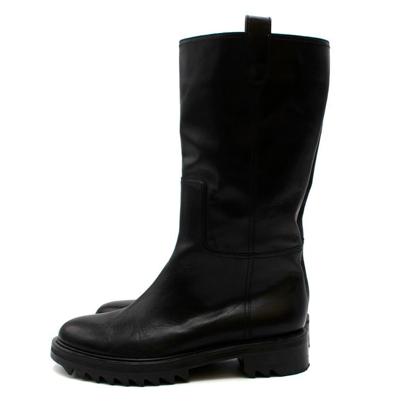 Women's or Men's Tamara Mellon Black Leather Easy Rider Mid Calf 35 Boots - Size 41