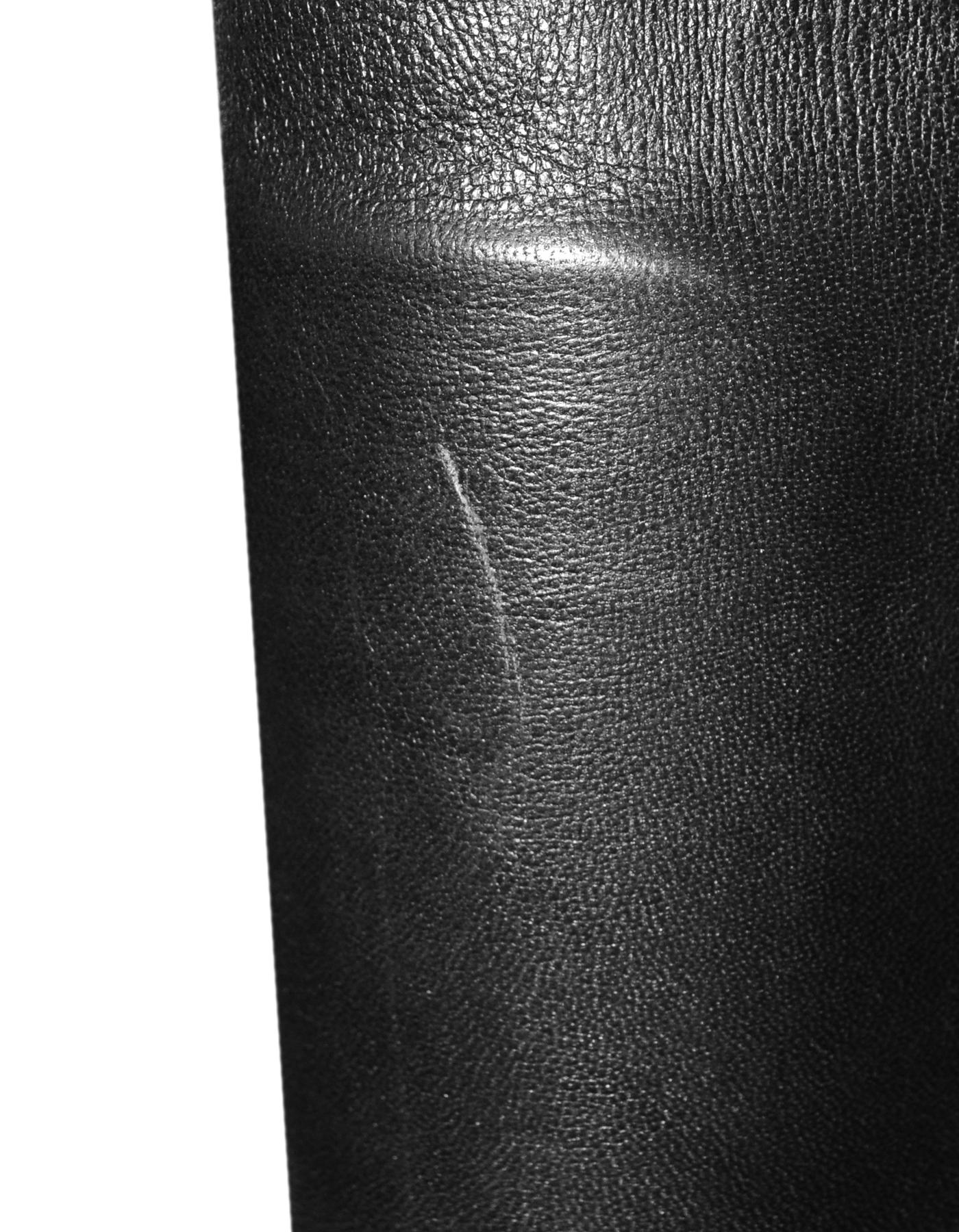 Tamara Mellon Black Leather Sweet Revenge High-Heel Legging Boots sz 37 XS 1