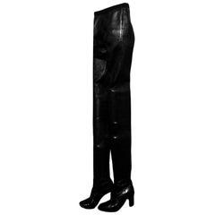 Tamara Mellon Black Leather Sweet Revenge High-Heel Legging Boots sz 37 XS