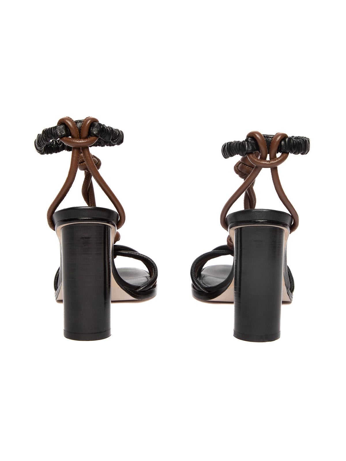 Black Tamara Mellon Women's Knot Leather Heeled Sandals For Sale