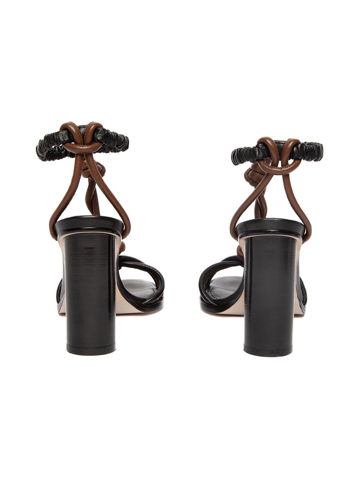 Tamara Mellon Women's Knot Leather Heeled Sandals In Excellent Condition In London, GB