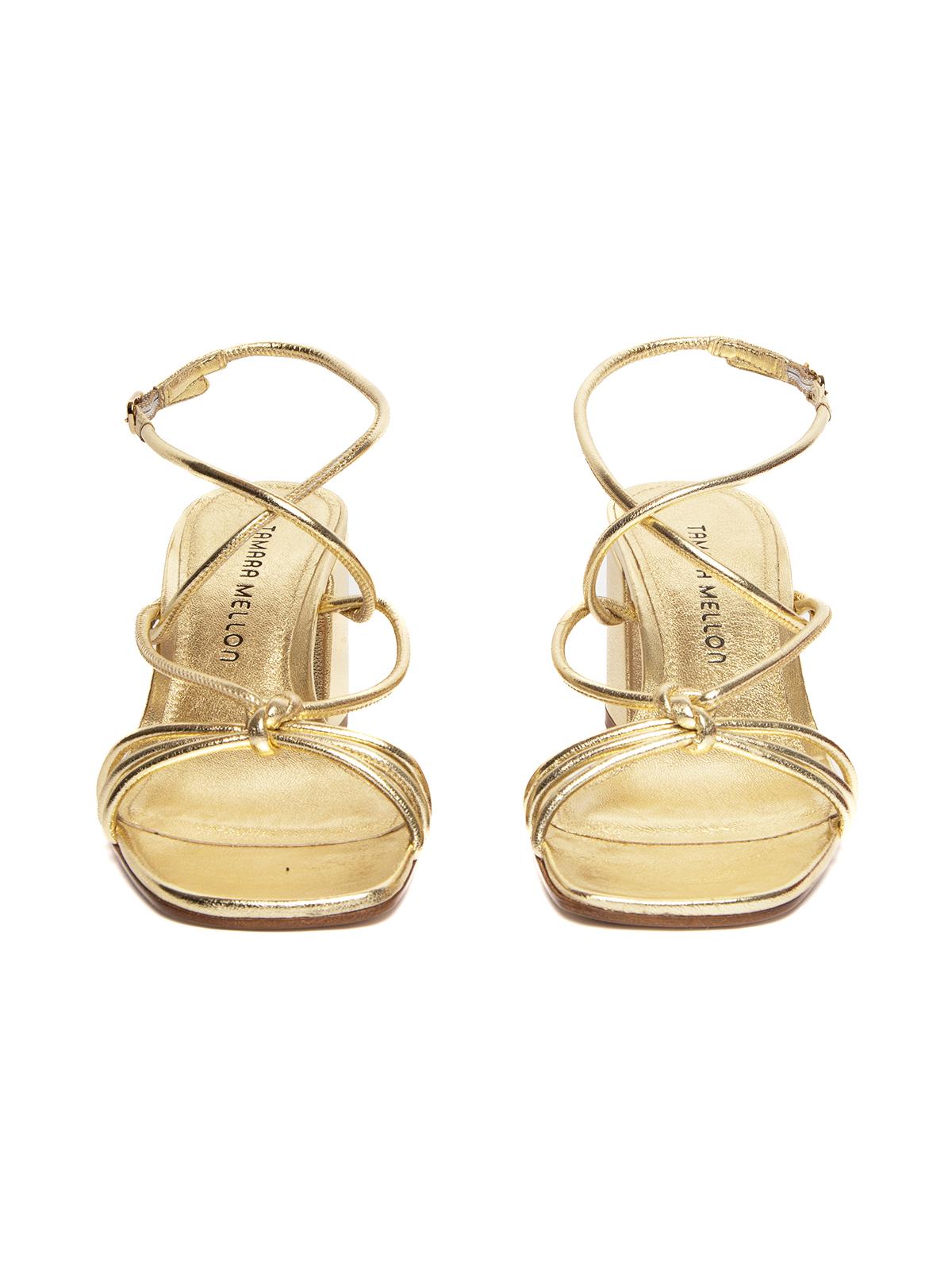 Beige Tamara Mellon Women's Strappy Block Heeled Sandals For Sale
