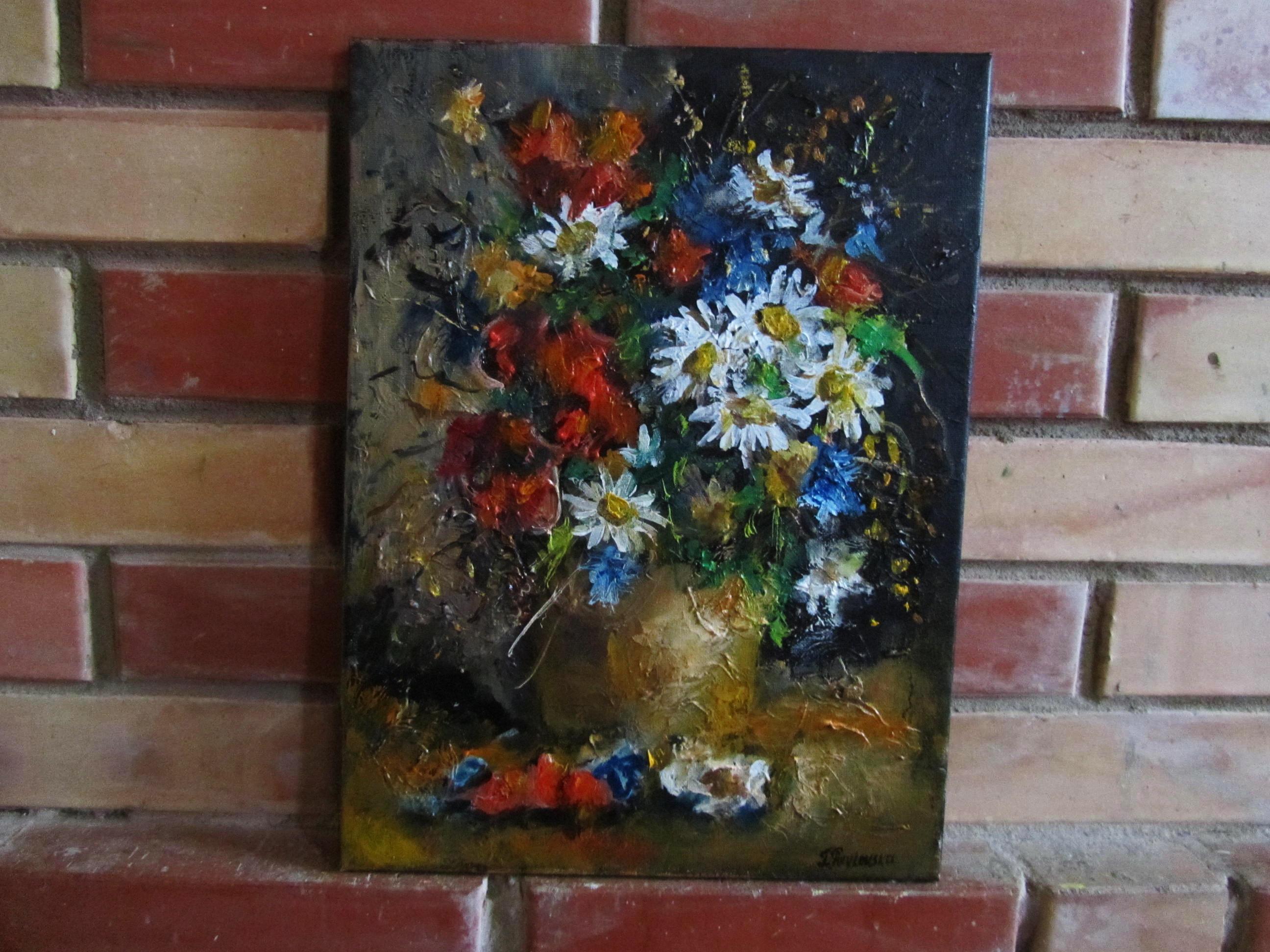 Blumen in Vase. Originalgemälde von Impasto im Angebot 3