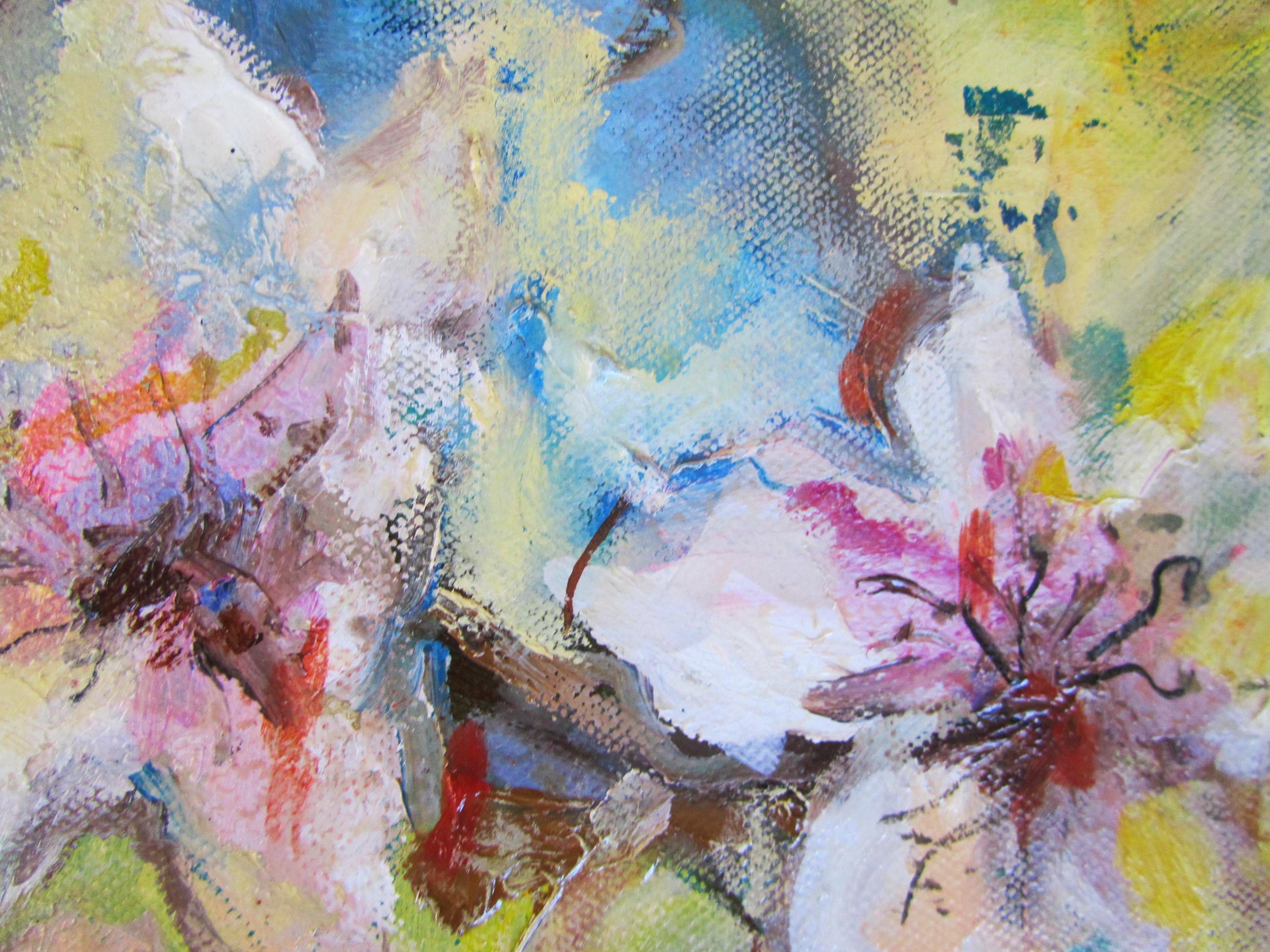 Sakura - Gray Still-Life Painting by Tamara Pavlovska