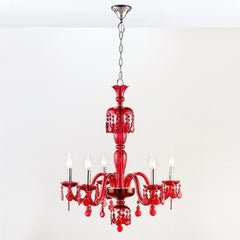 Tamara Red Chandelier in Handblown Glass