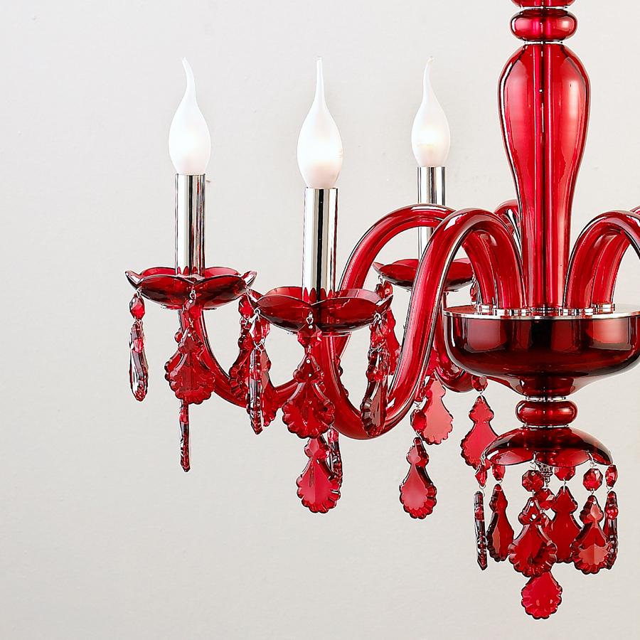 Tamara Red Chandelier in Handblown Glass For Sale 2