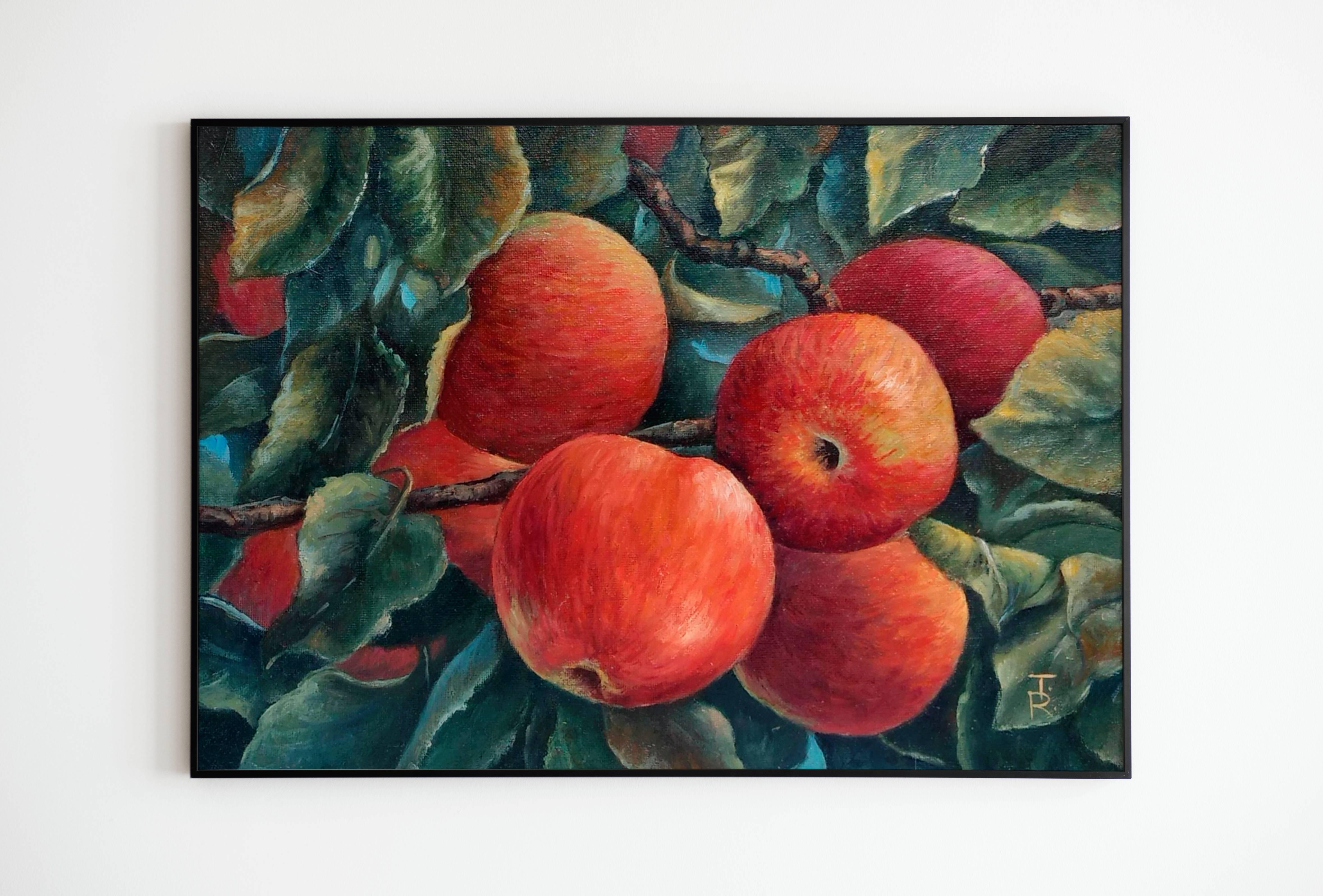 Abundancia Manzano Bodegón.Pintura al óleo sobre panel de lienzo - Painting de Tamara Rozinskay (Makhotina)