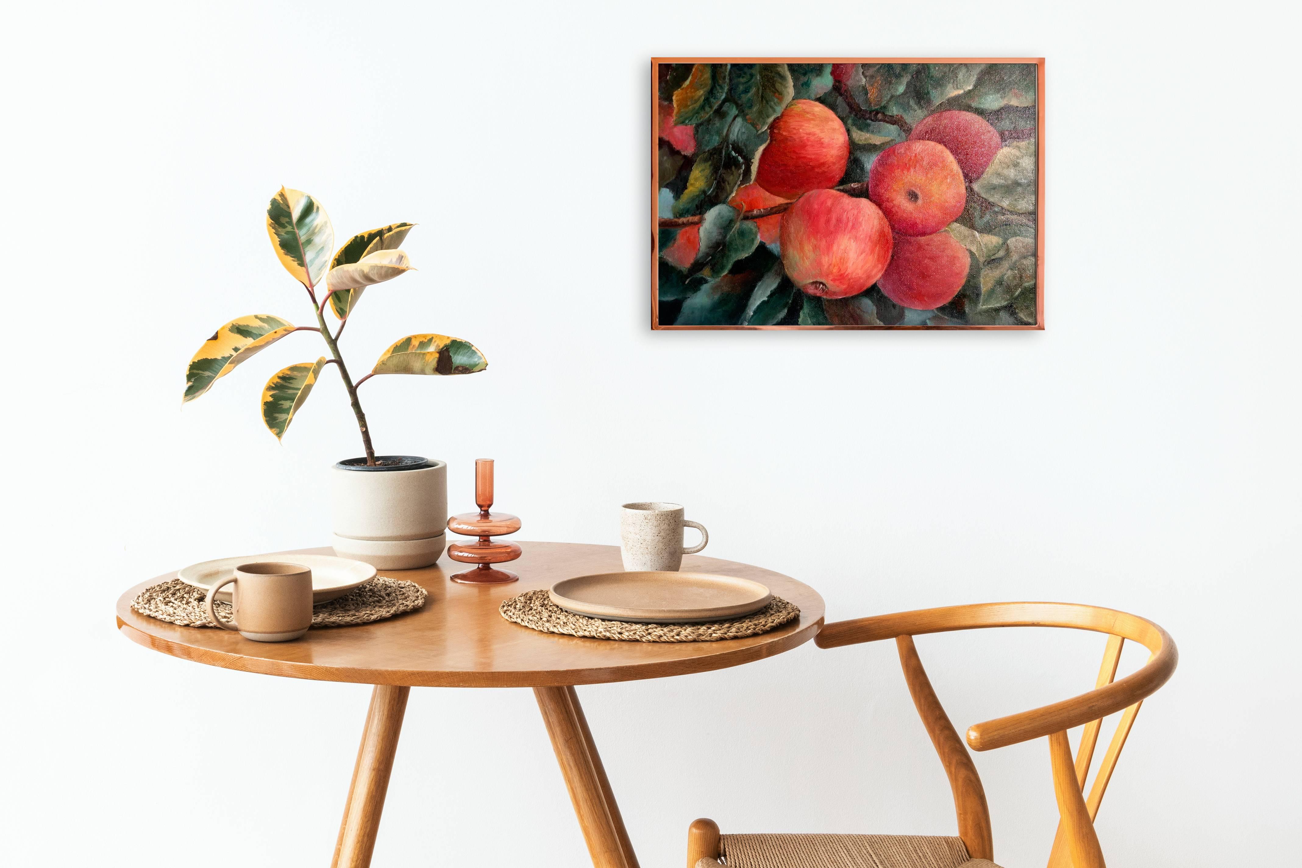 Abundancia Manzano Bodegón.Pintura al óleo sobre panel de lienzo en venta 1