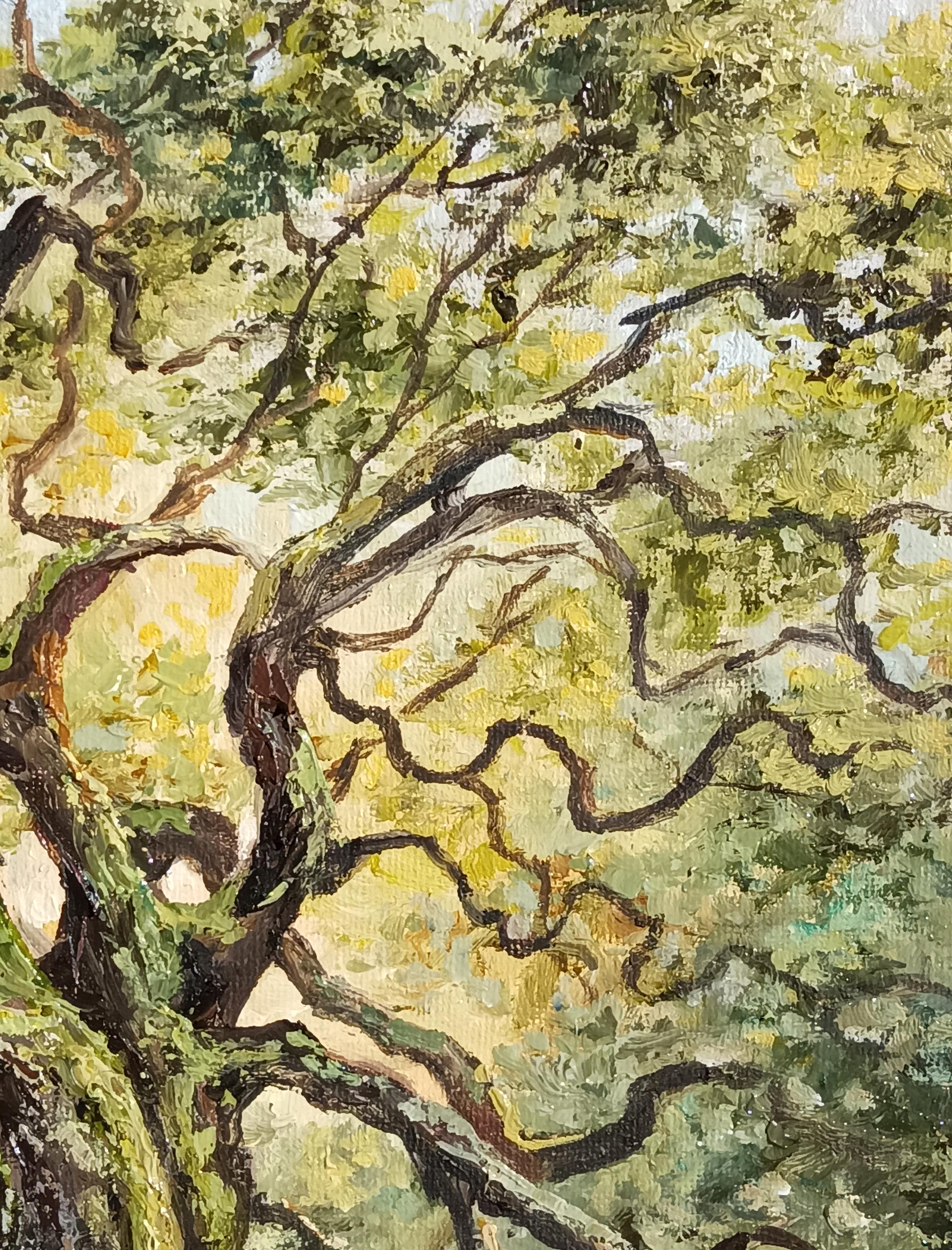 Chêne des anges. Peinture à l'huile d'un paysage en vente 1