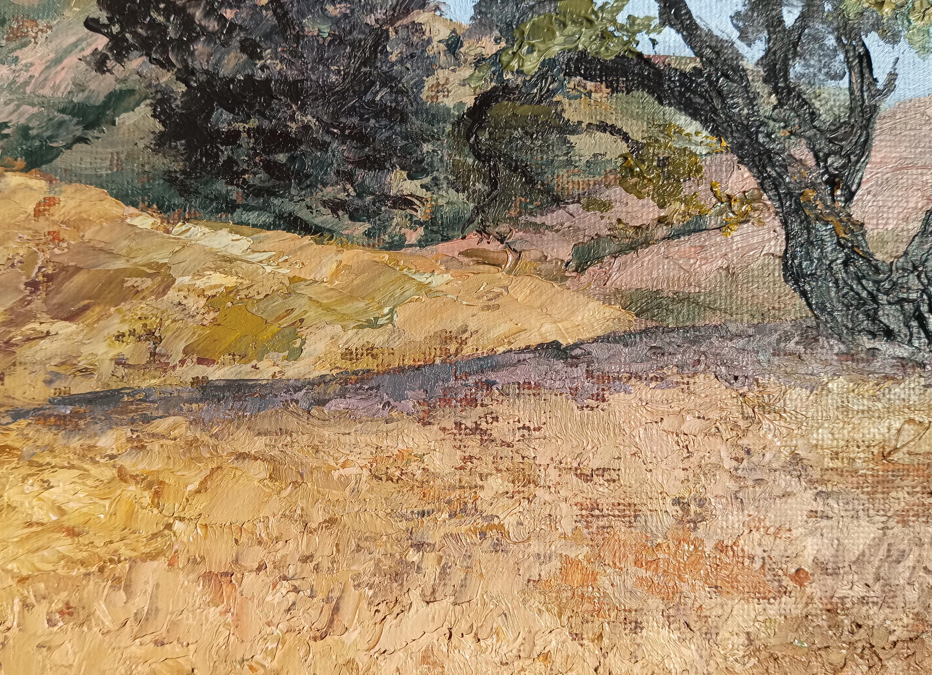 Attraente albero di quercia California Hille Landscape. Pittura originale ad olio - Landscape Painting Marrone di Tamara Rozinskay (Makhotina)