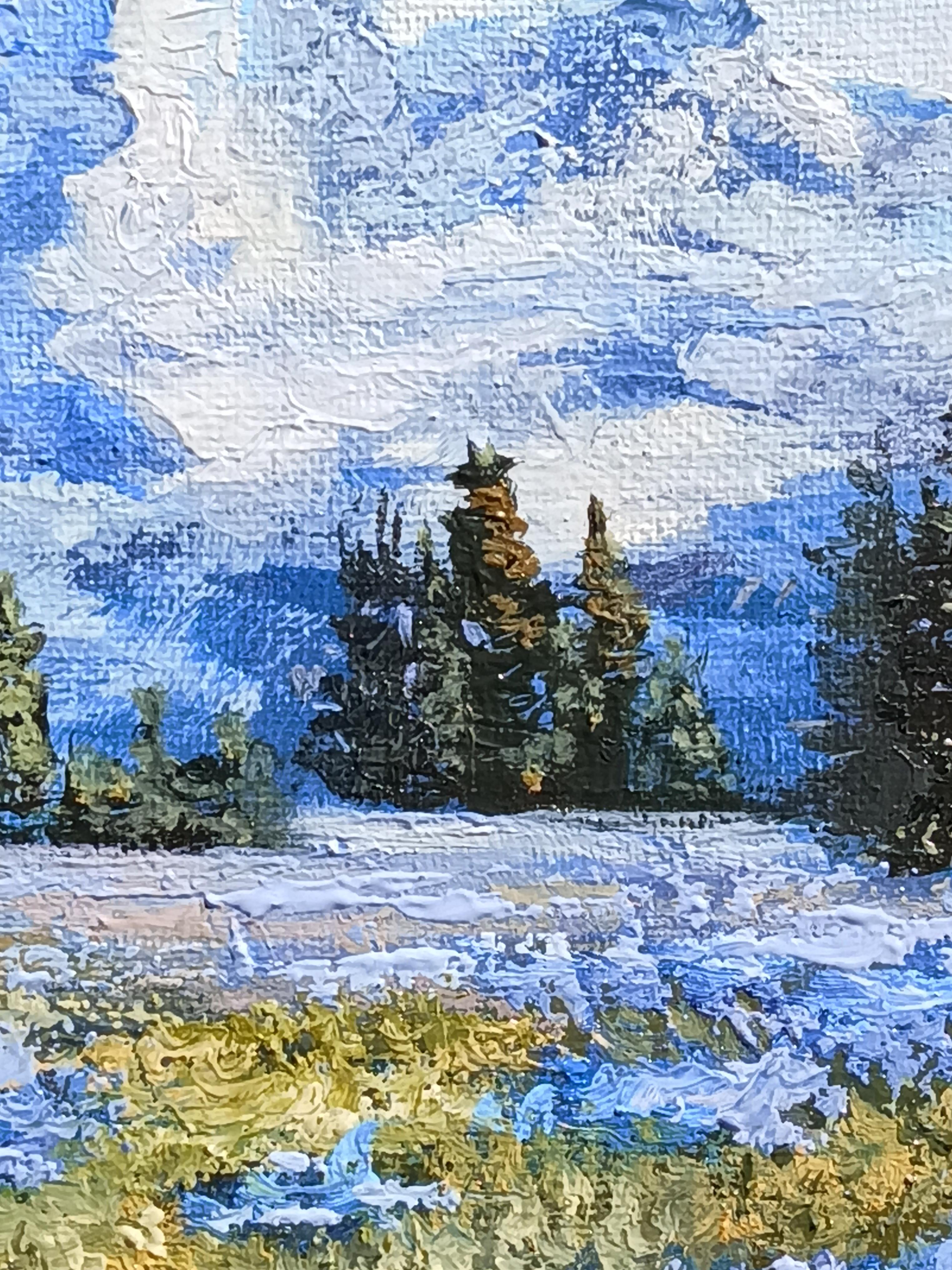 Breathtaking Rainier Mountain Panoramic Landscape. Original Oil Painting For Sale 3