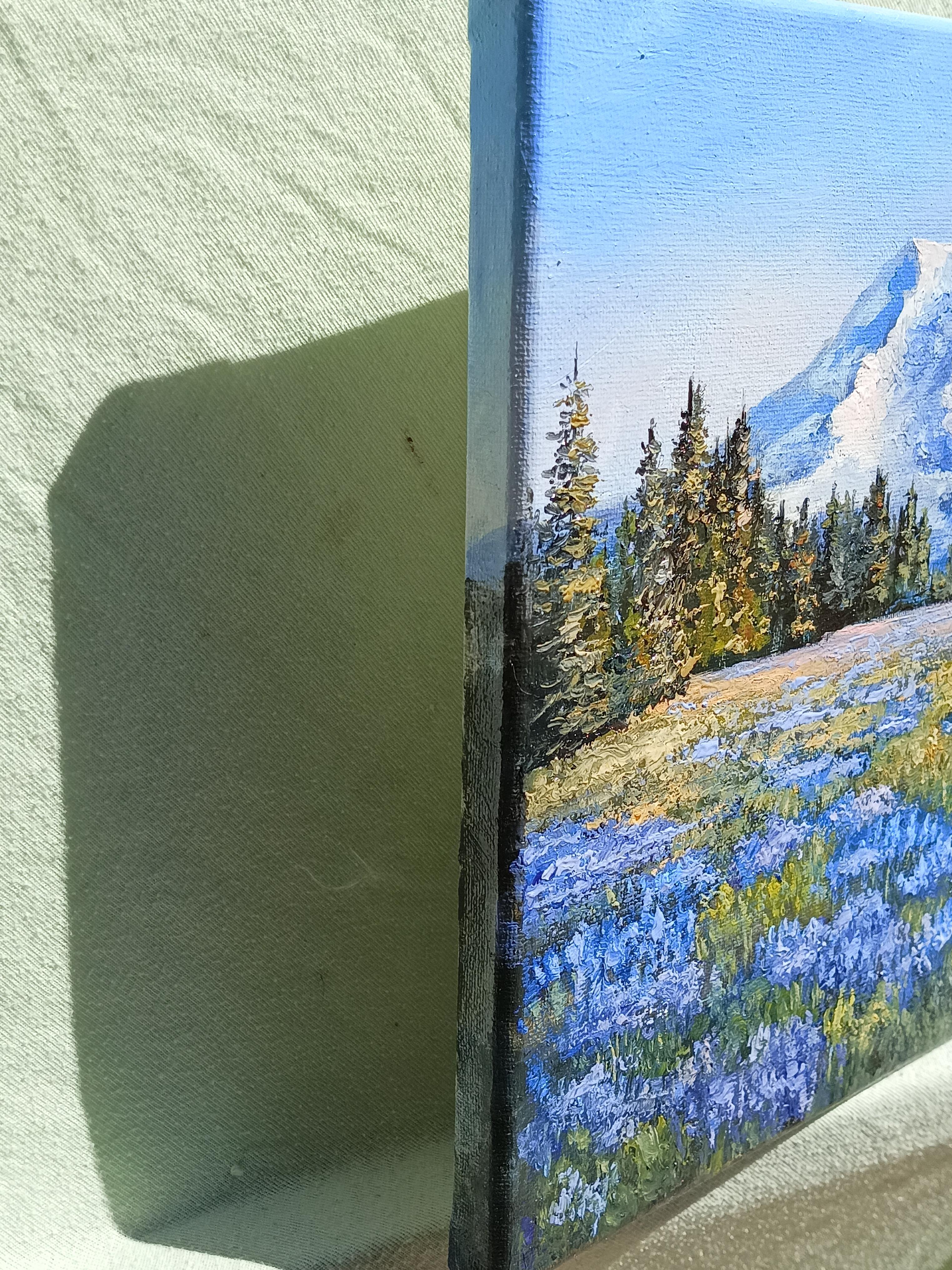 Breathtaking Rainier Mountain Panoramic Landscape. Original Oil Painting For Sale 4