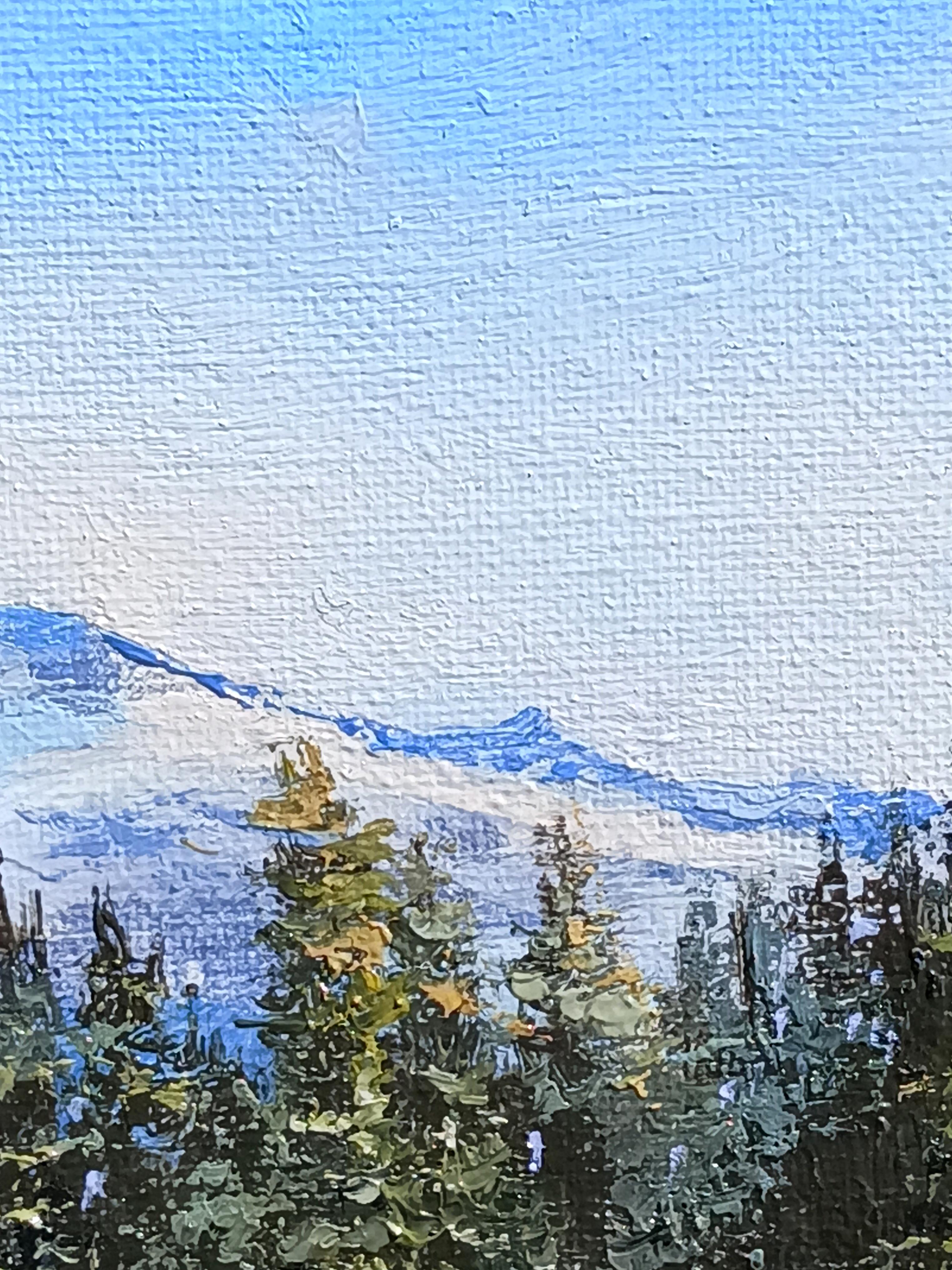 Breathtaking Rainier Mountain Panoramic Landscape. Original Oil Painting For Sale 6