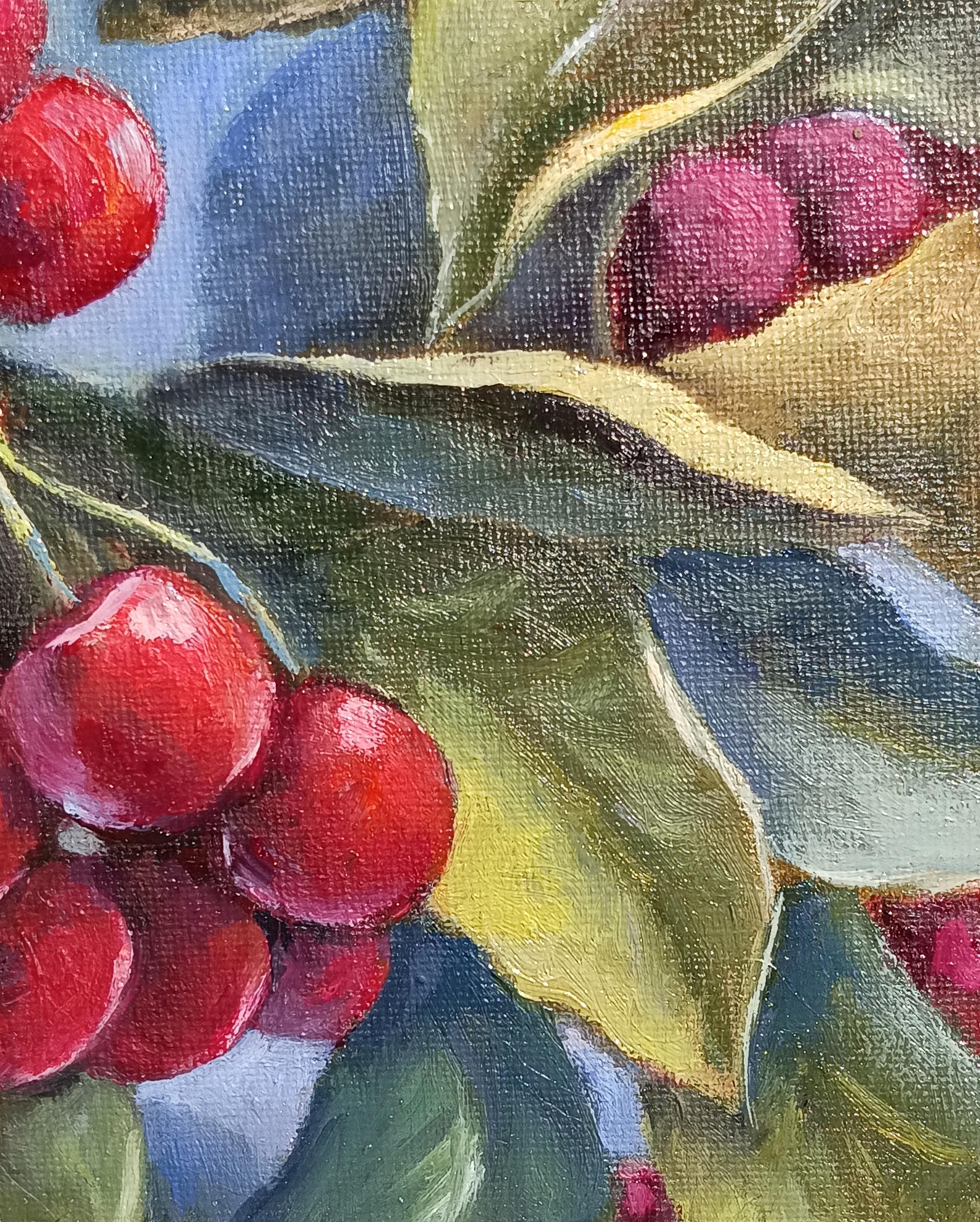 Kirschbaum Stillleben Original Ölgemälde – Painting von Tamara Rozinskay (Makhotina)