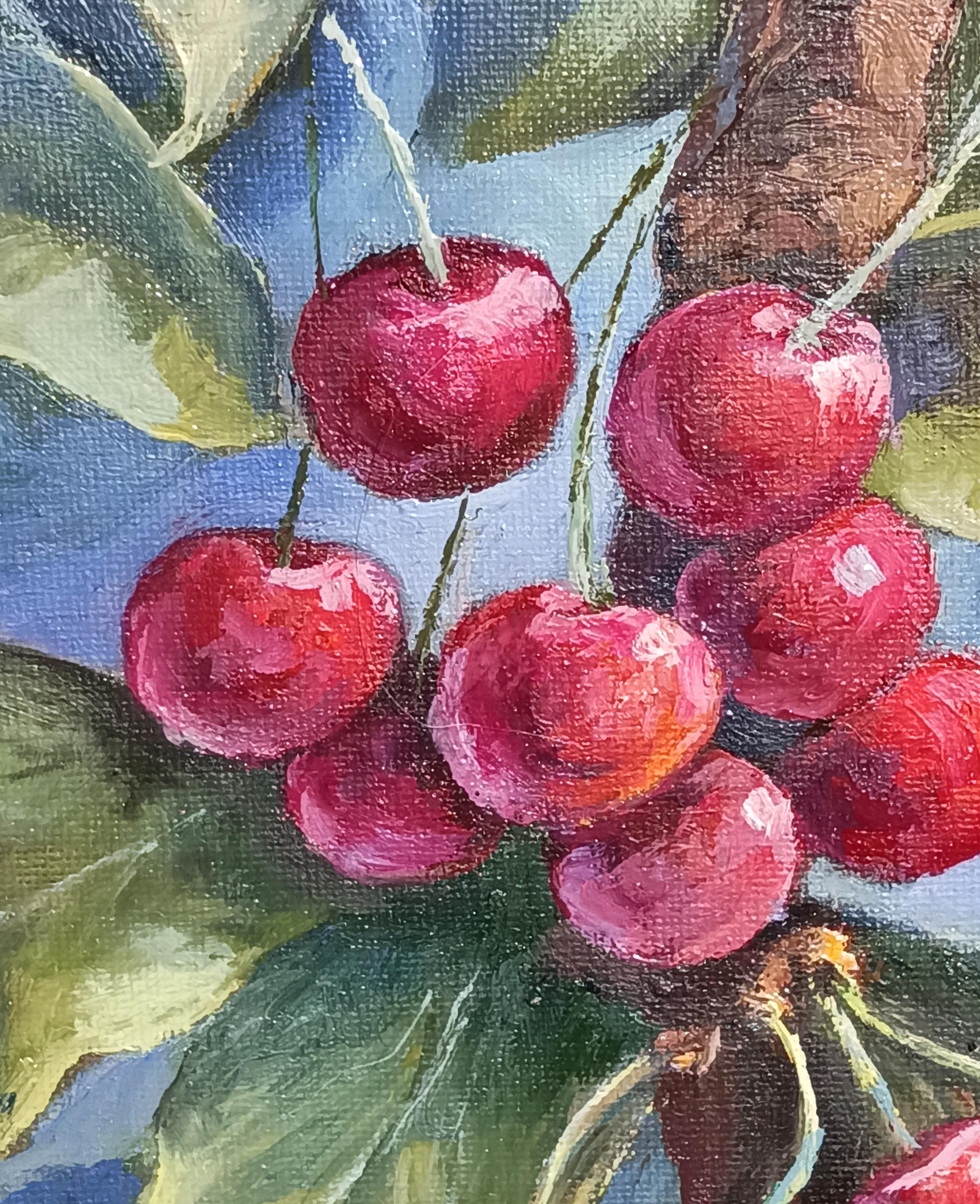 Kirschbaum Stillleben Original Ölgemälde (Impressionismus), Painting, von Tamara Rozinskay (Makhotina)