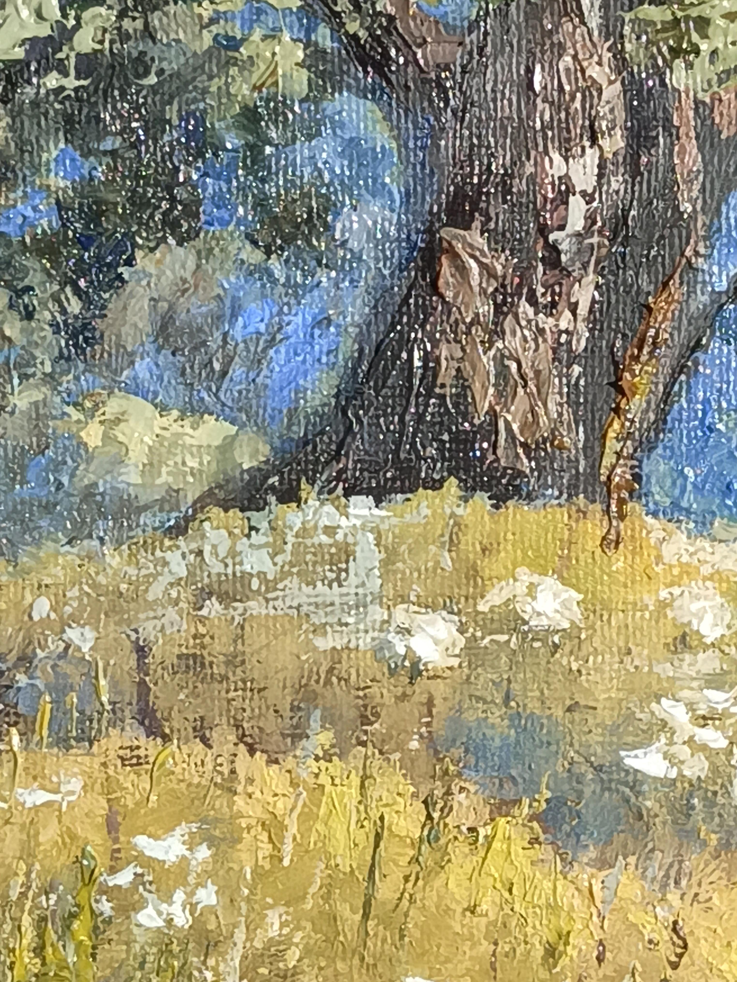 Más cerca del cielo - Paisaje al óleo con roble - Landscape Painting Gris de Tamara Rozinskay (Makhotina)