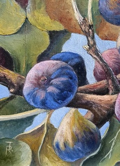 Generous season Fig Tree Still Life. Oil Painting Original