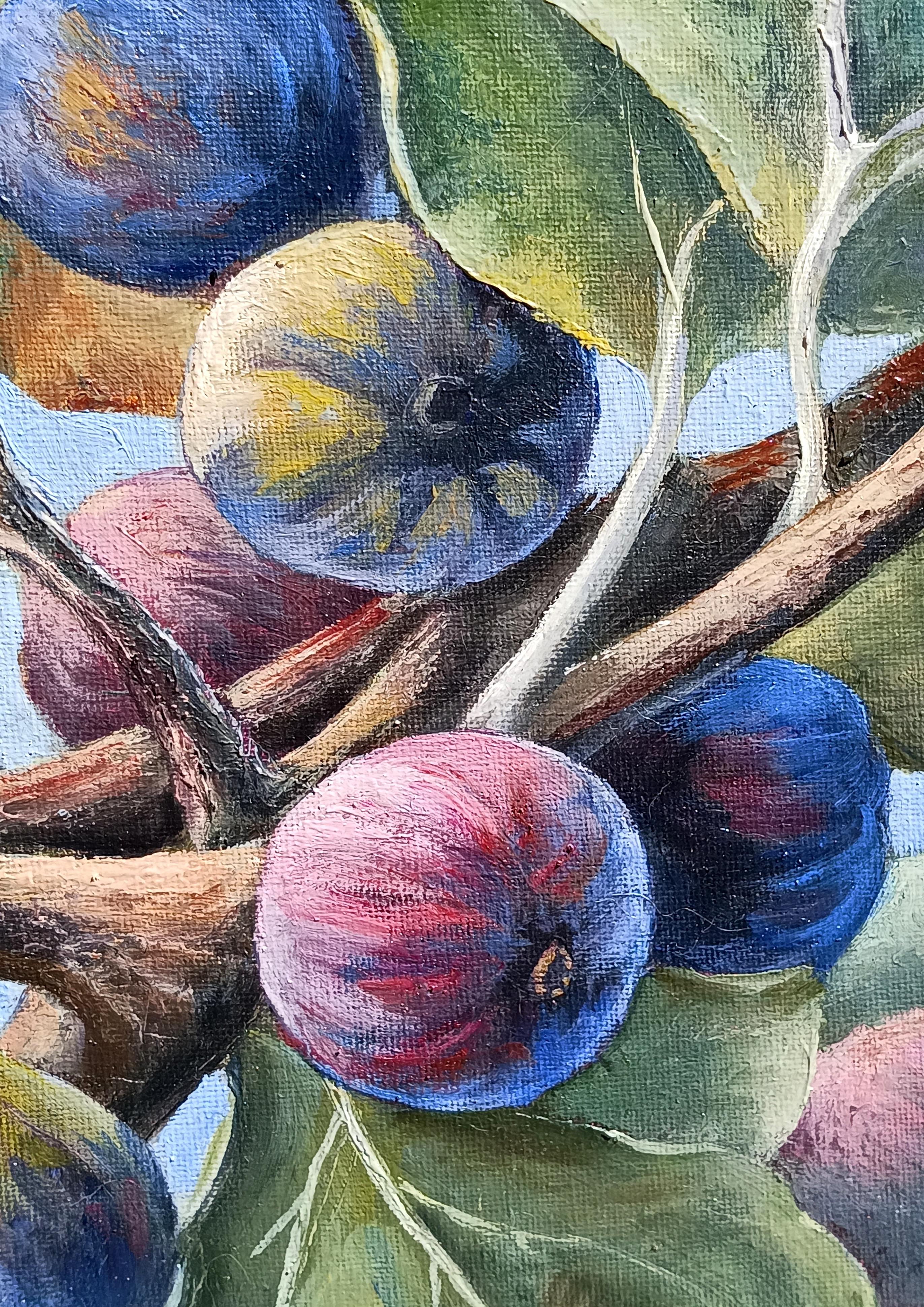 Bodegón de higuera de temporada generosa. Pintura al óleo original 2