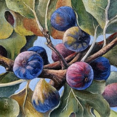 Generous season Fig Tree Still Life. Oil Painting Original