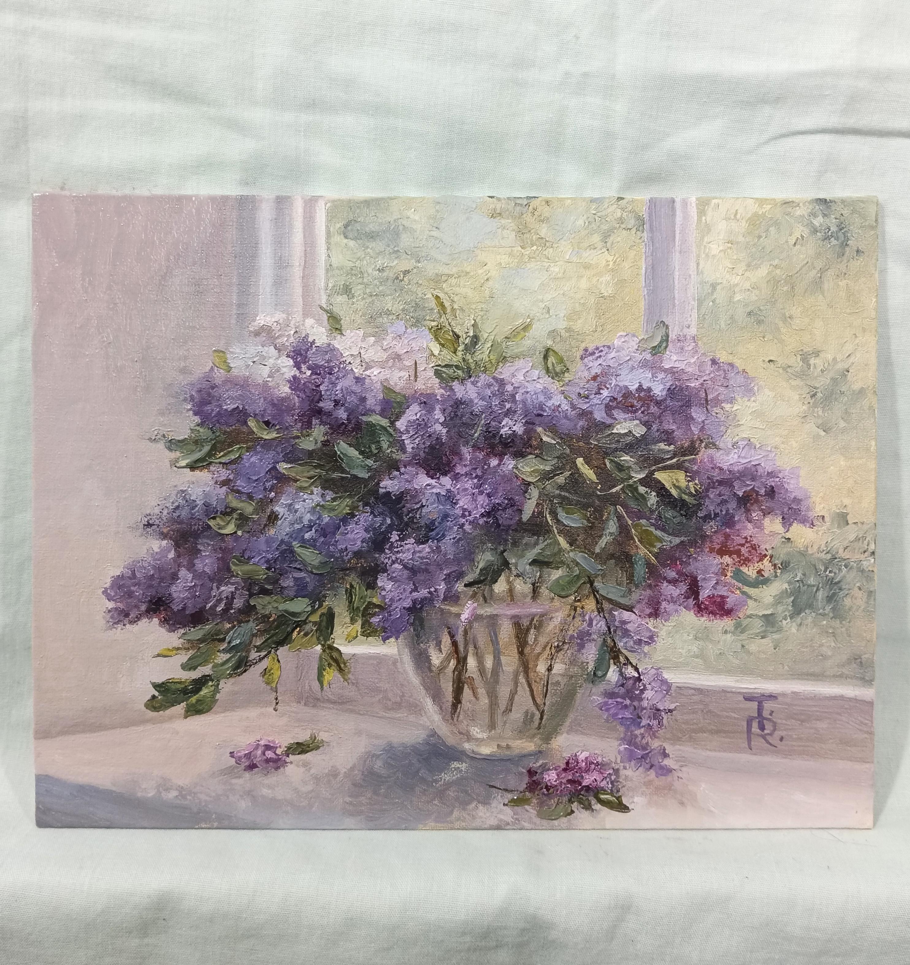 It's lilac time. Realistic Flower Still Life - Painting by Tamara Rozinskay (Makhotina)