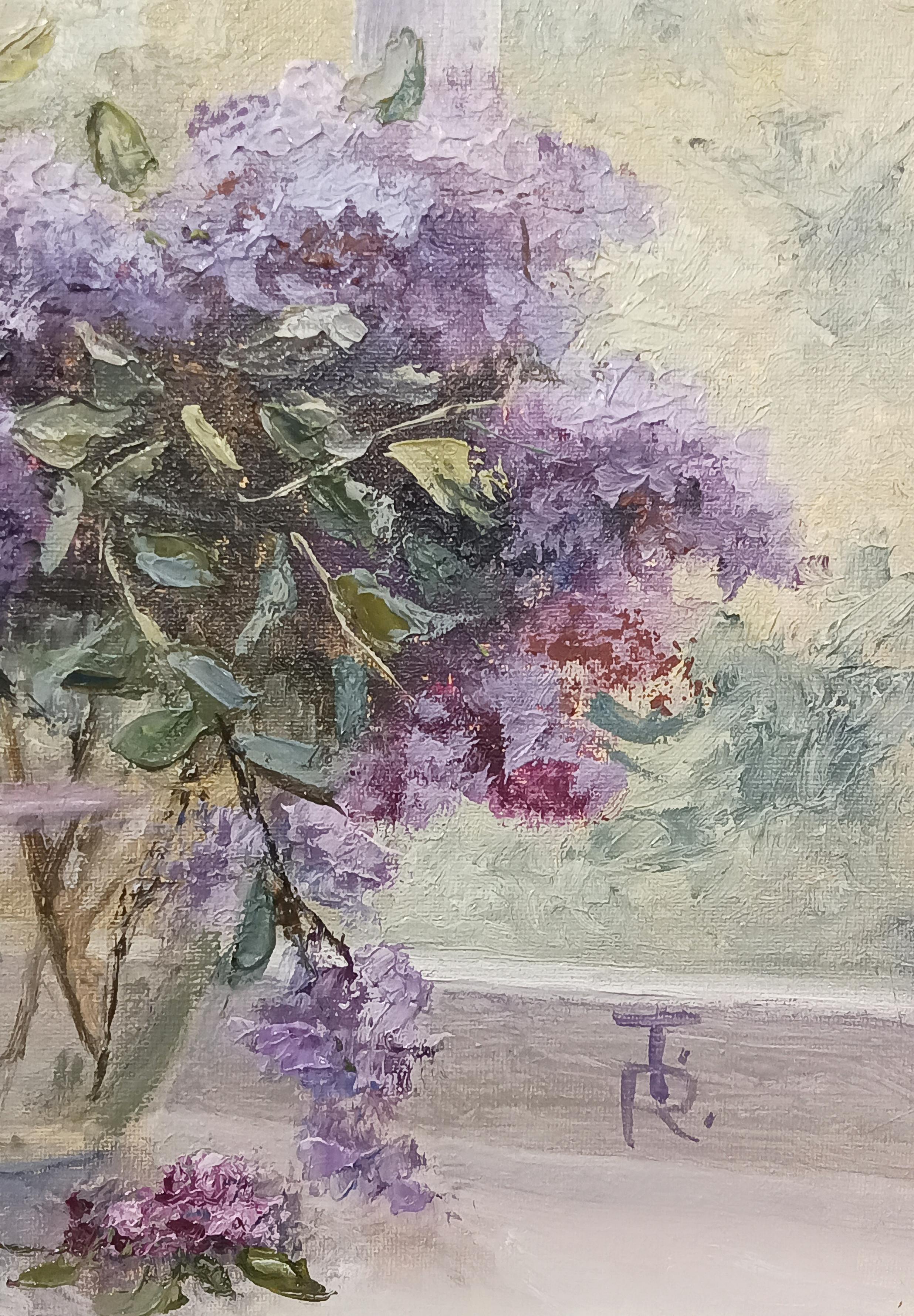 It's lilac time. Realistic Flower Still Life - Impressionist Painting by Tamara Rozinskay (Makhotina)