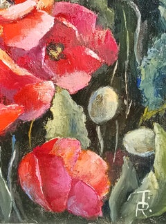 Poppy blooms - Red Floral Still Life