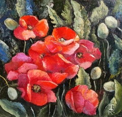 Poppy blooms - Red Floral Still Life