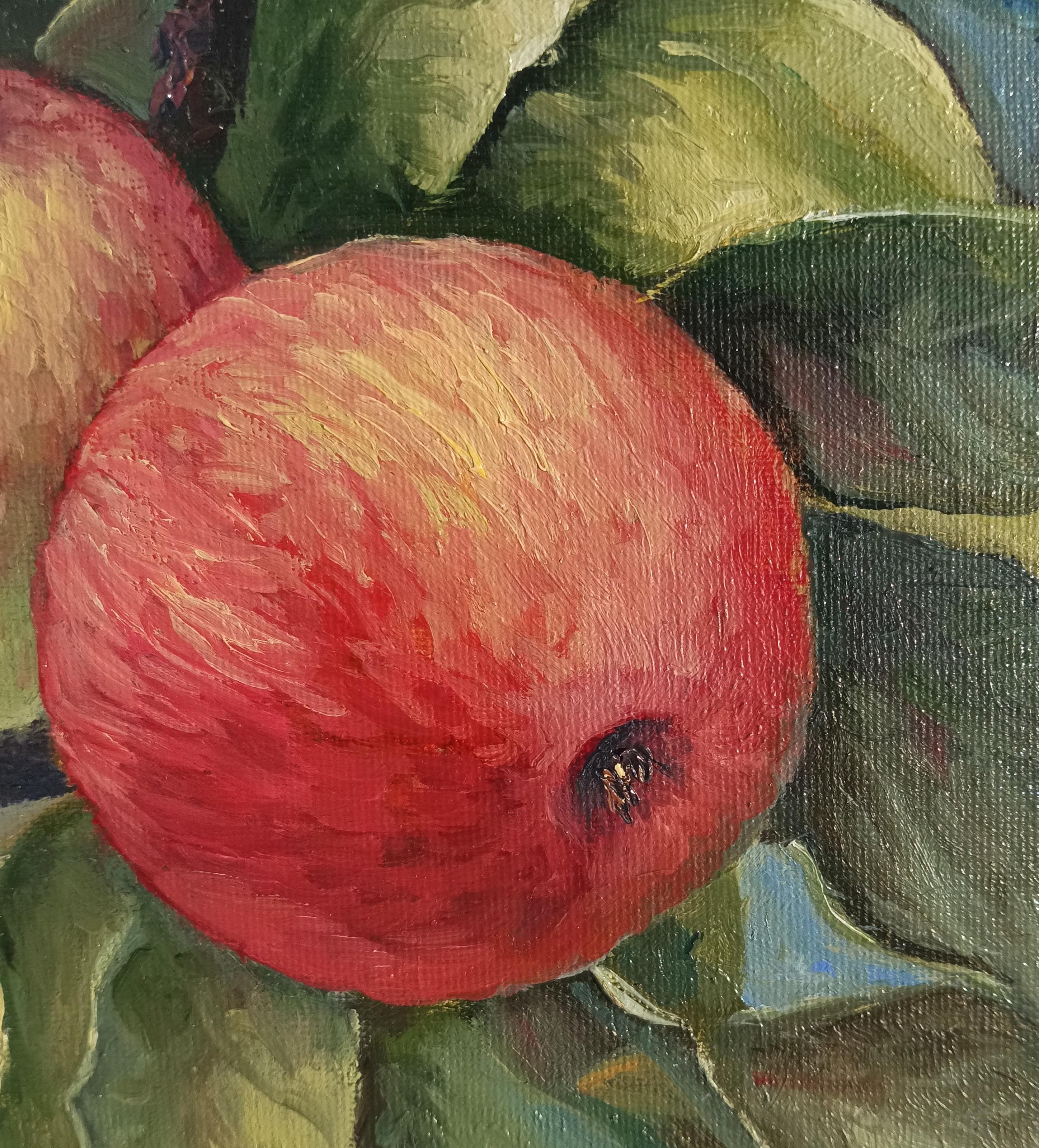 Die Macht der Anziehung. Apfelbaum Öl-Stillleben-Gemälde (Impressionismus), Painting, von Tamara Rozinskay (Makhotina)