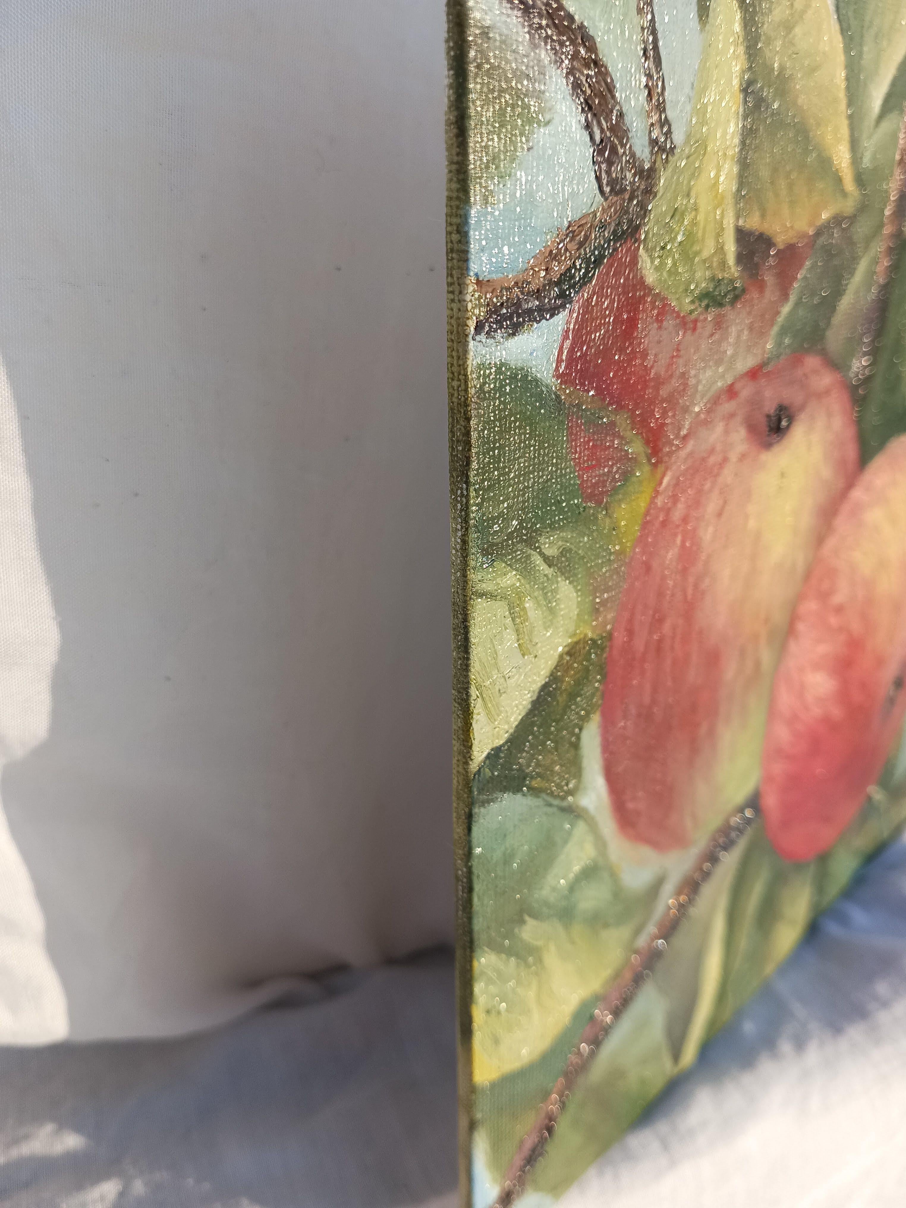 Die Macht der Anziehung. Apfelbaum Öl-Stillleben-Gemälde im Angebot 1