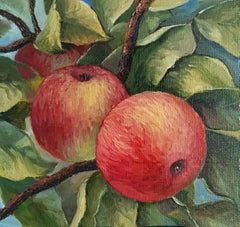 Die Macht der Anziehung. Apfelbaum Öl-Stillleben-Gemälde