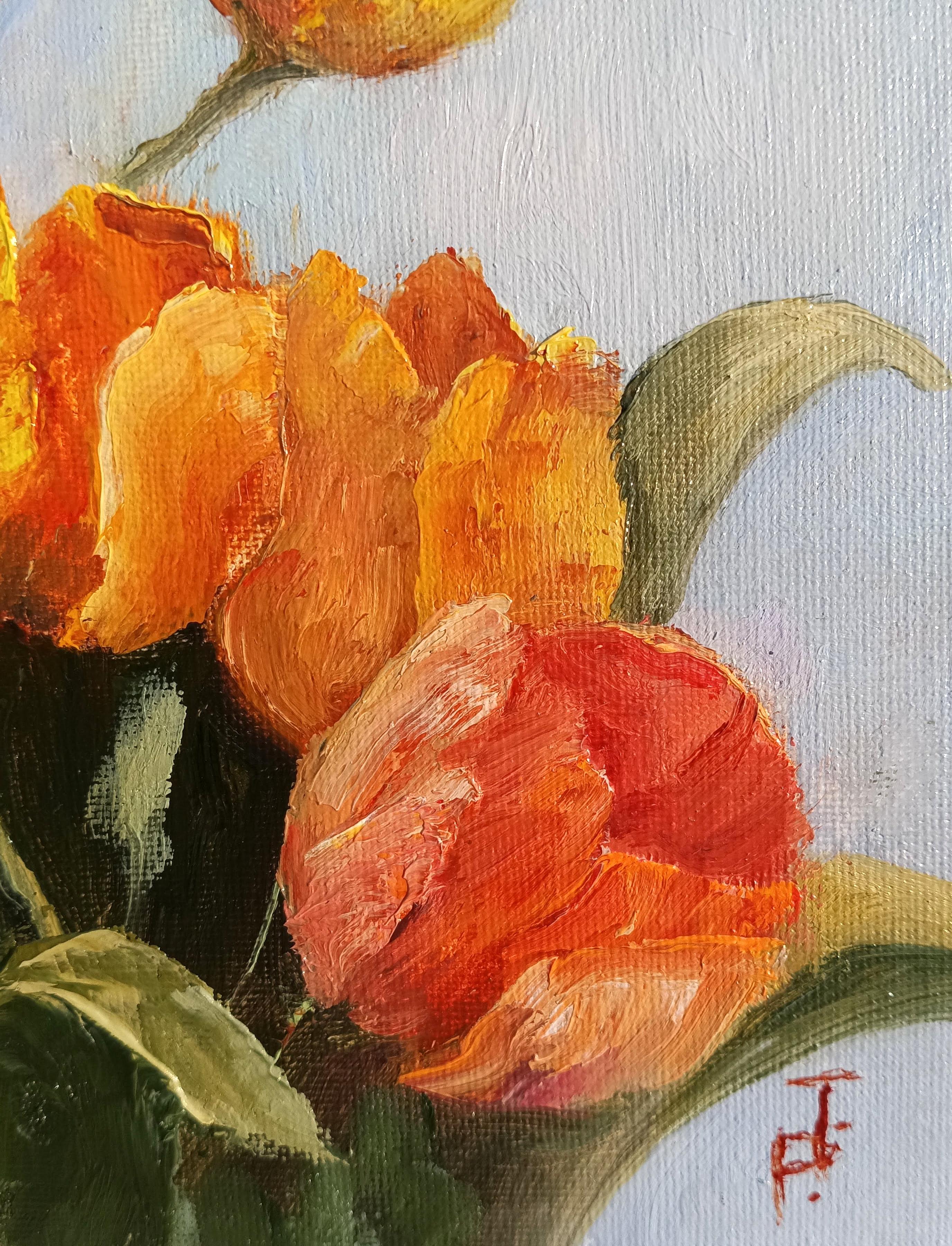 Red tulips. Floral Still Life Oil Painting 1