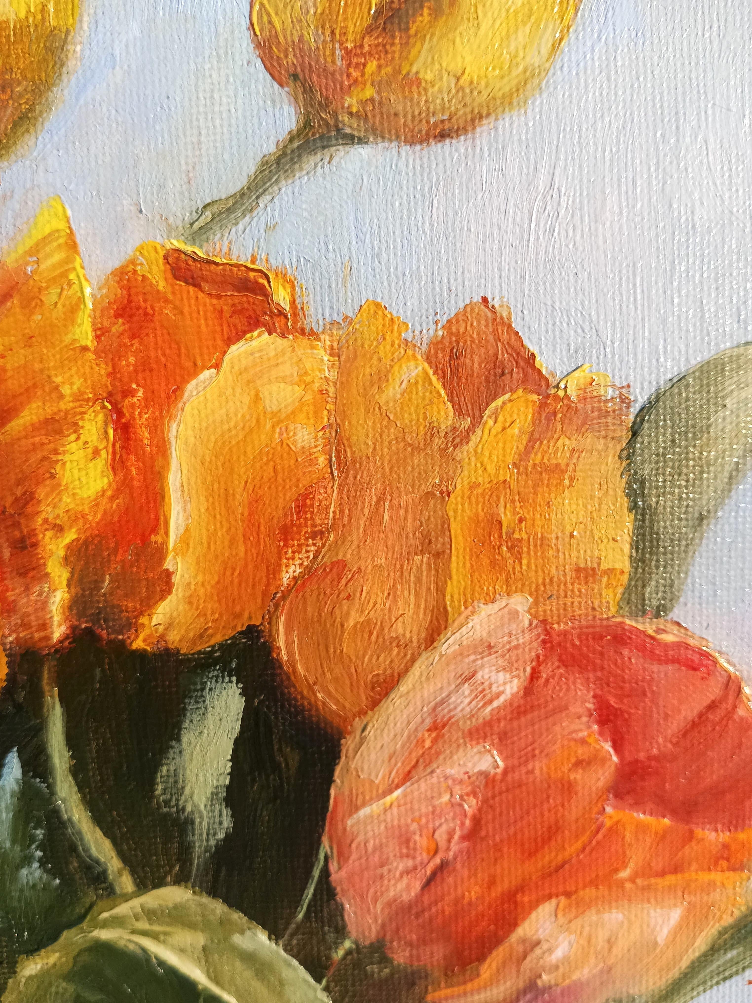 Red tulips. Floral Still Life Oil Painting 2