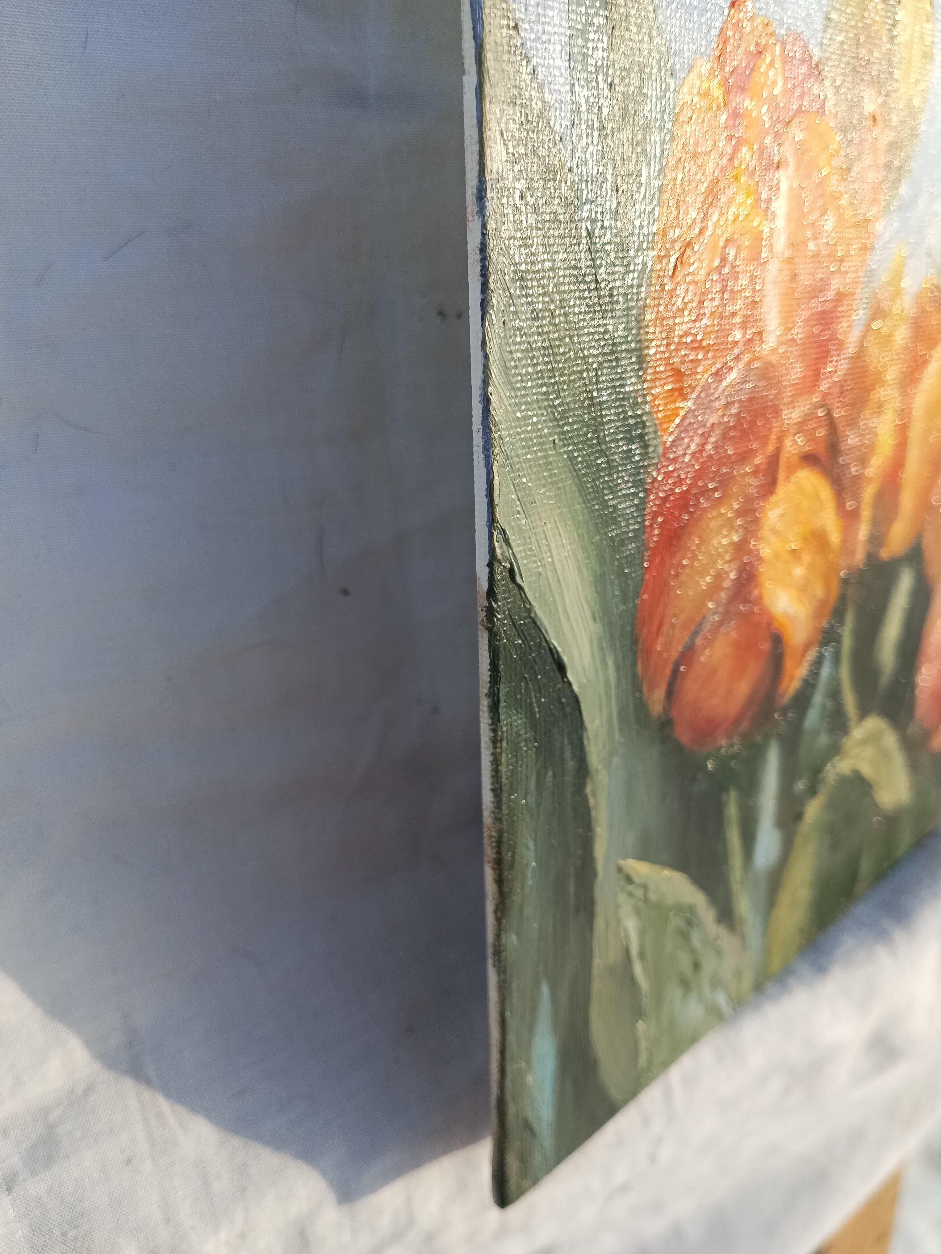 Red tulips. Floral Still Life Oil Painting 4