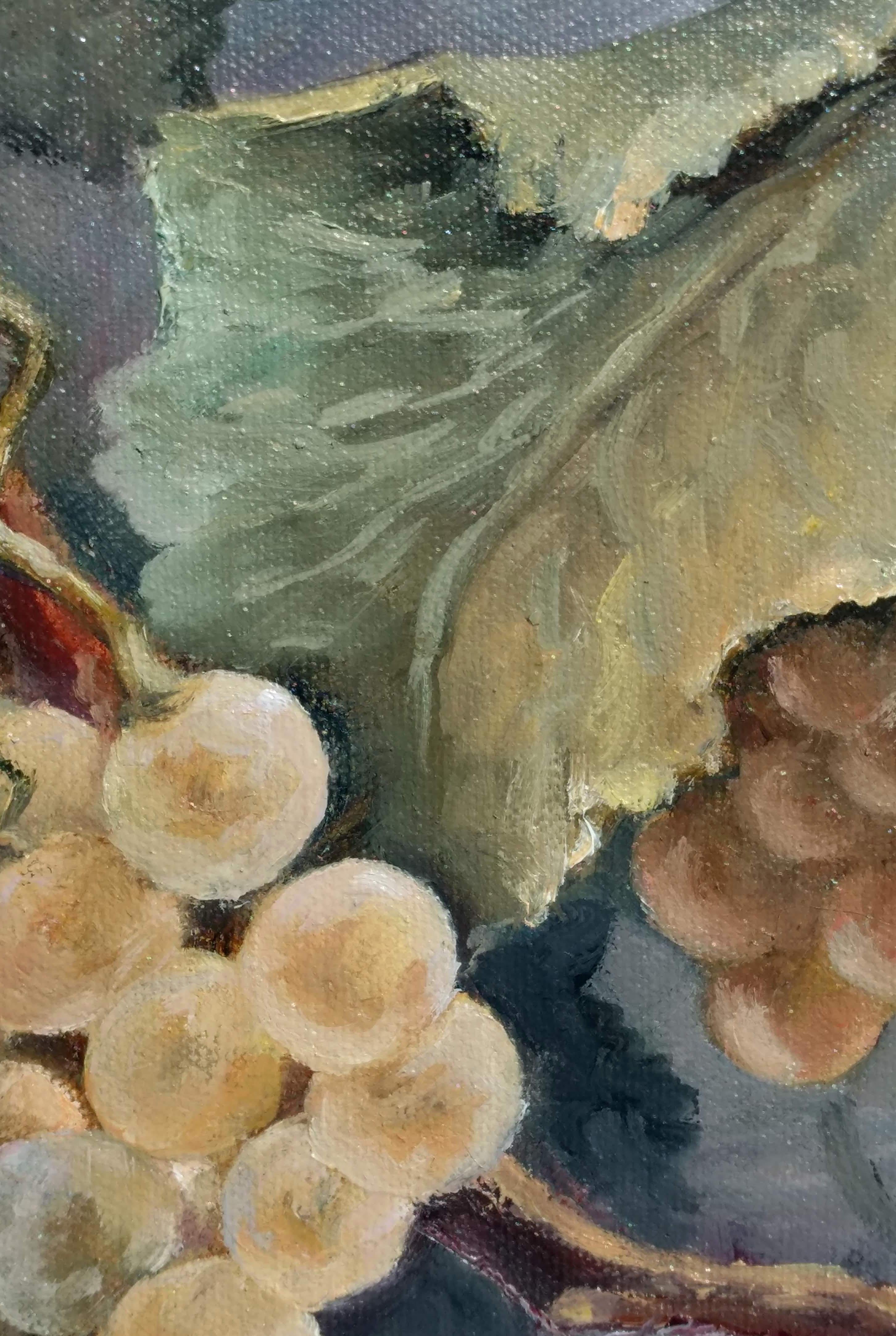 Nature morte aux raisins tendres. peinture à l'huile sur toile - Naturalisme Painting par Tamara Rozinskay (Makhotina)