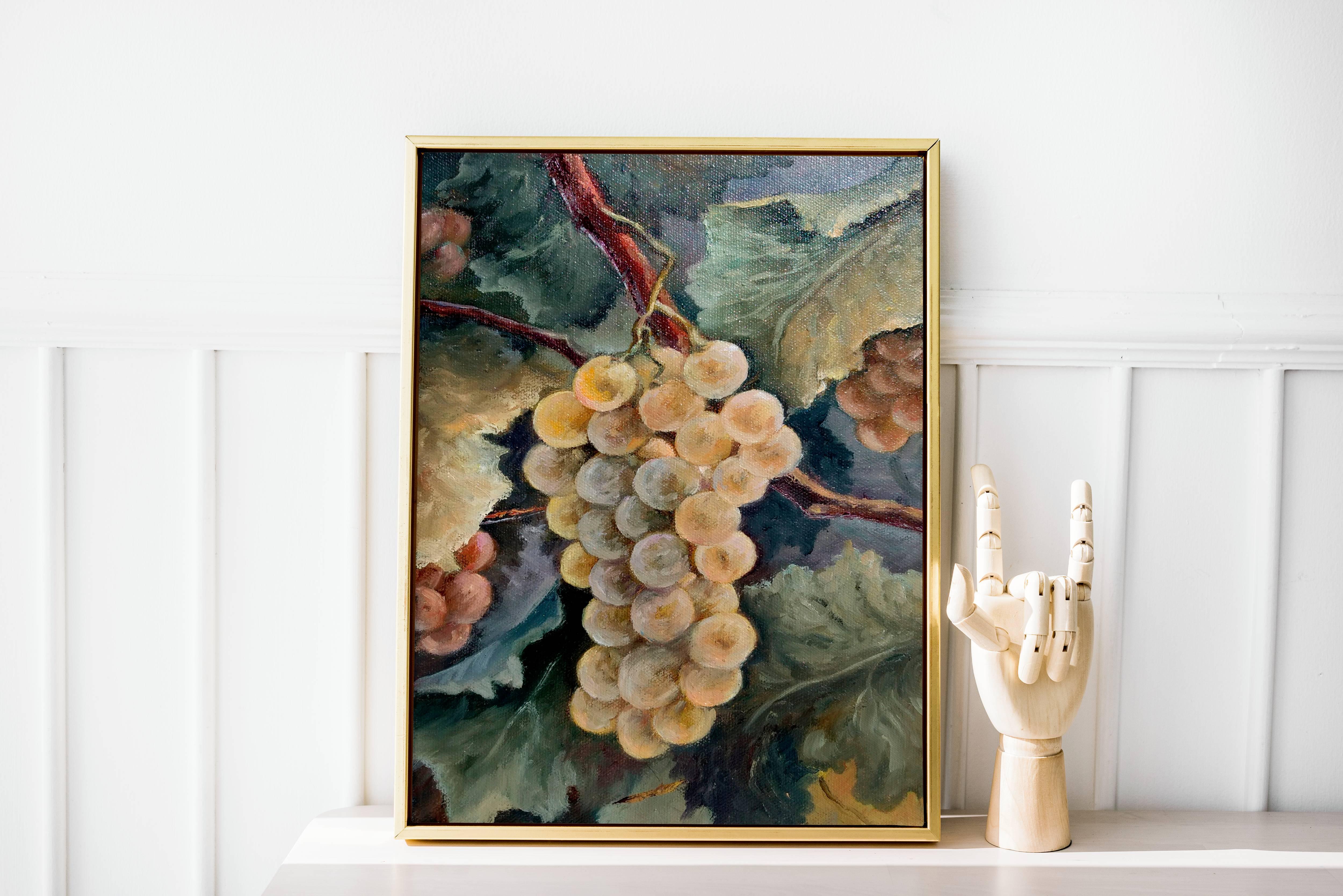 Nature morte aux raisins tendres. peinture à l'huile sur toile en vente 4