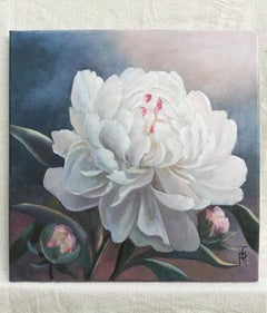 Whisper of a Peony - White Flower Still Life