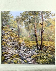 Whispering Forest Landscape with Trees Realistic. Oil Painting Original