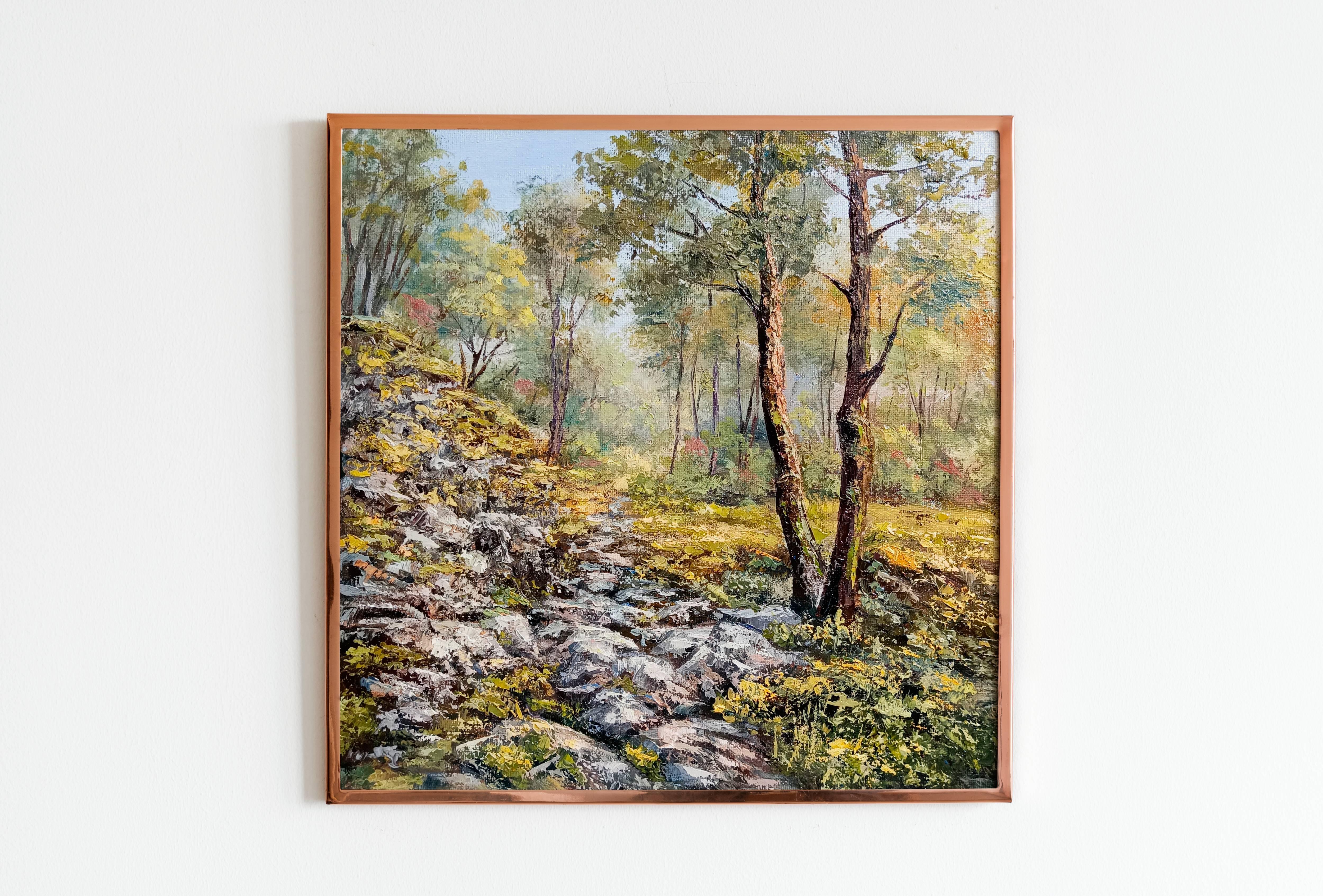 Paesaggio di foresta sussurrante con alberi realistici. Pittura ad olio originale - Painting Impressionismo di Tamara Rozinskay (Makhotina)