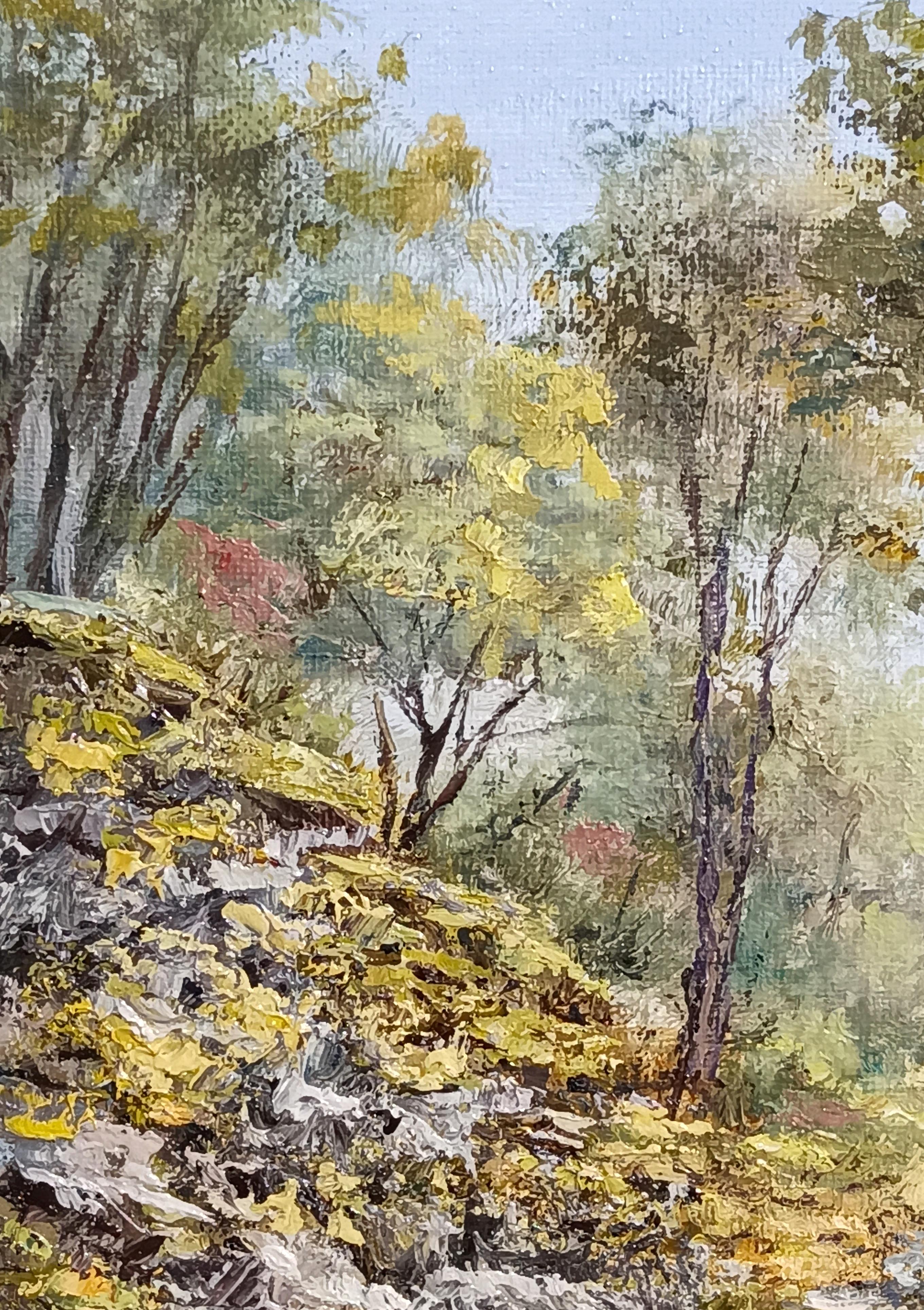 Paesaggio di foresta sussurrante con alberi realistici. Pittura ad olio originale - Interior Painting Marrone di Tamara Rozinskay (Makhotina)