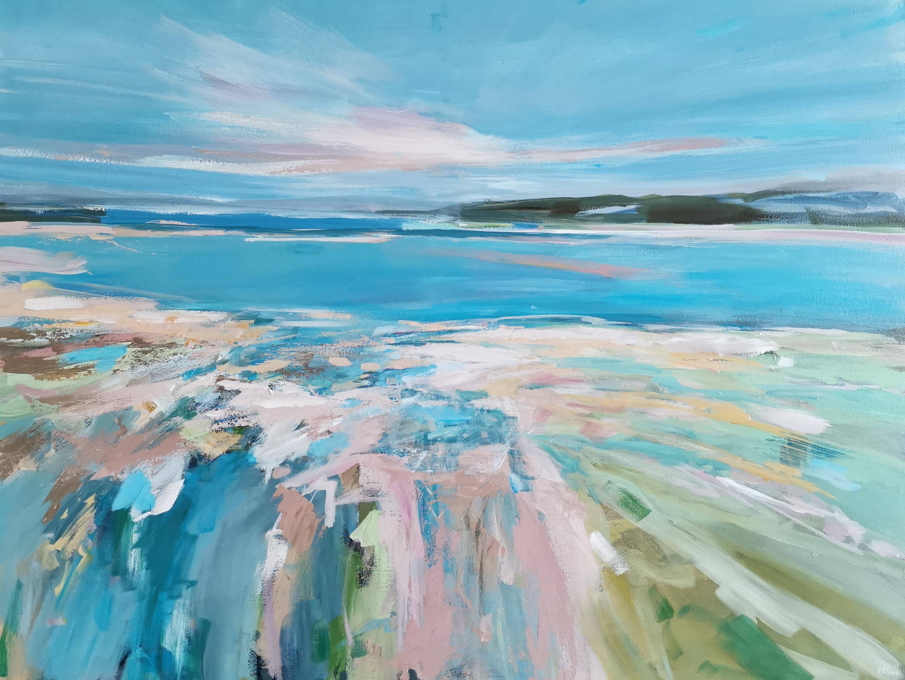 Dusting of pink. Looking from Ardmore Point, Original painting, Semi abstract