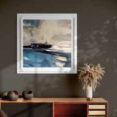 Hartland Watch, Semi Abstract Landscape Painting, Lighthouse Art