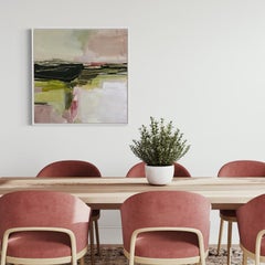 Hush, Tapestry-Like Landscape Painting,  Semi-Abstract Mixed Media Artwork