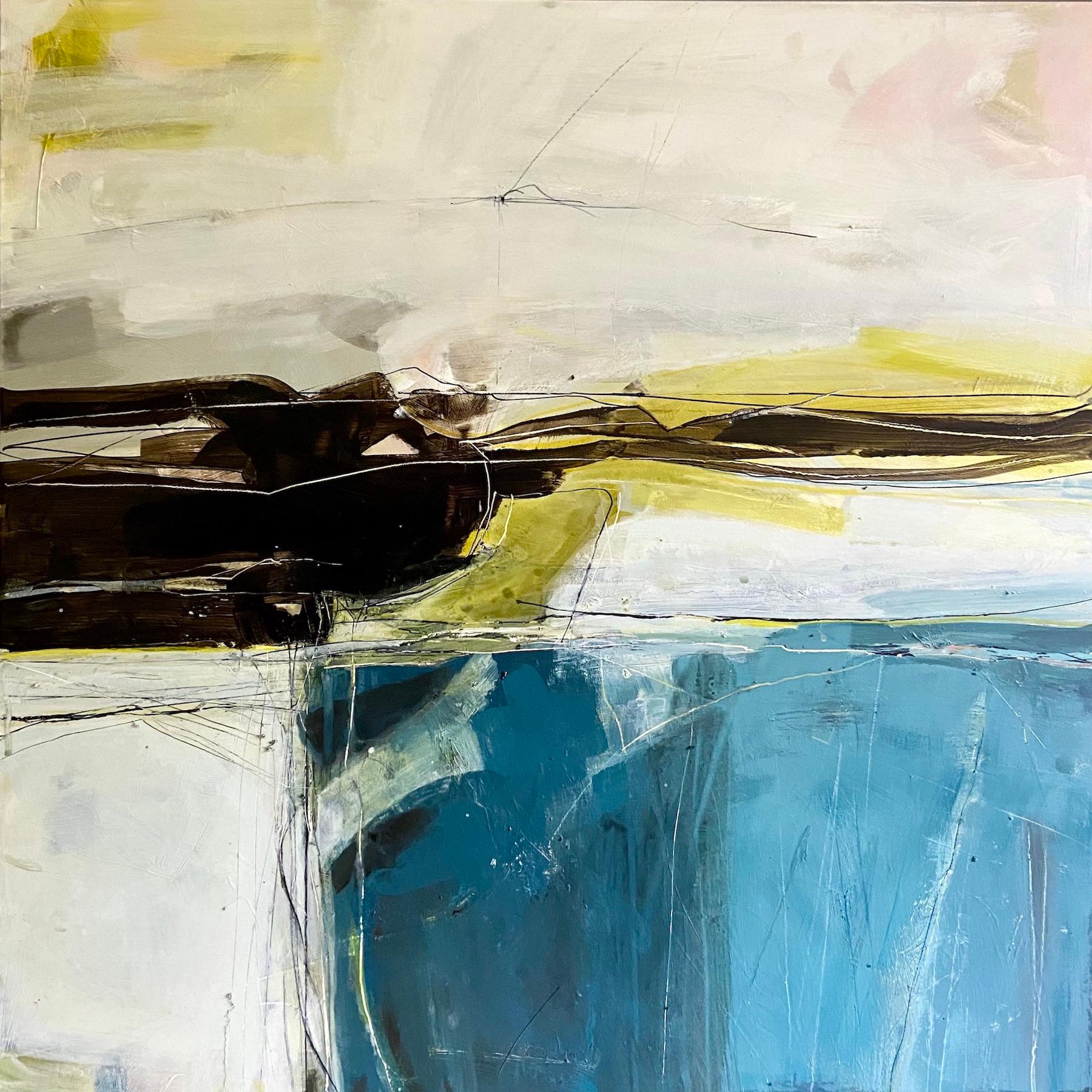 Tamara Williams, Unearthed, green and blue semi-abstract landscape painting