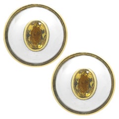 Tambetti 18 Karat Yellow Gold Citrine and Mabe Pearl Earrings