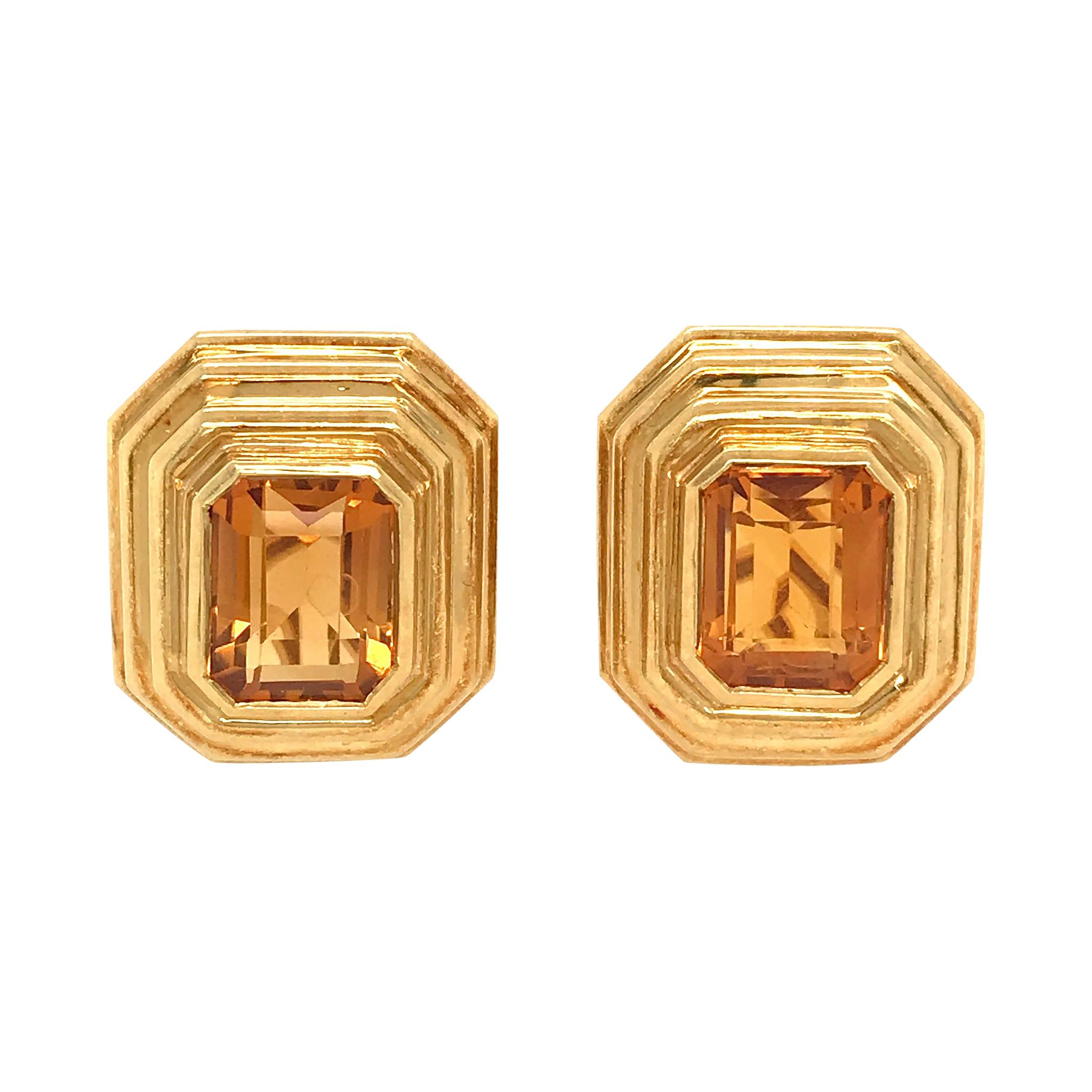 Tambetti 18 Karat Yellow Gold Citrine Clip-Ons Earrings