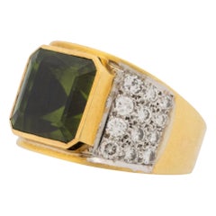 Tambetti 18K Yellow Gold Peridot Diamond Ring